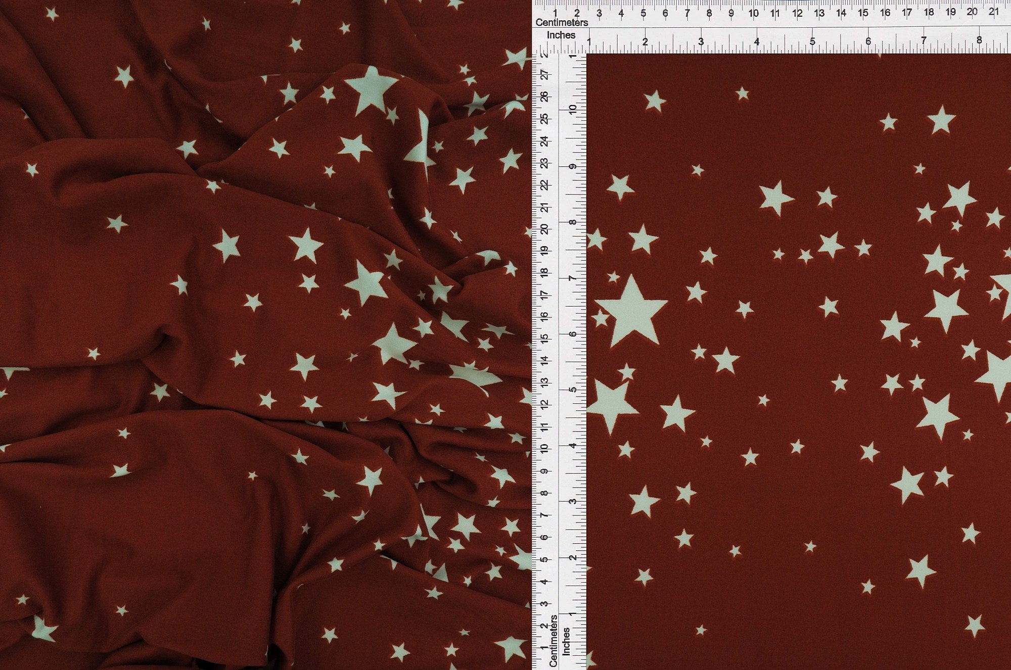 DTY Brushed Star Print Stretch Knit Fabric - KNT2100-DU1561