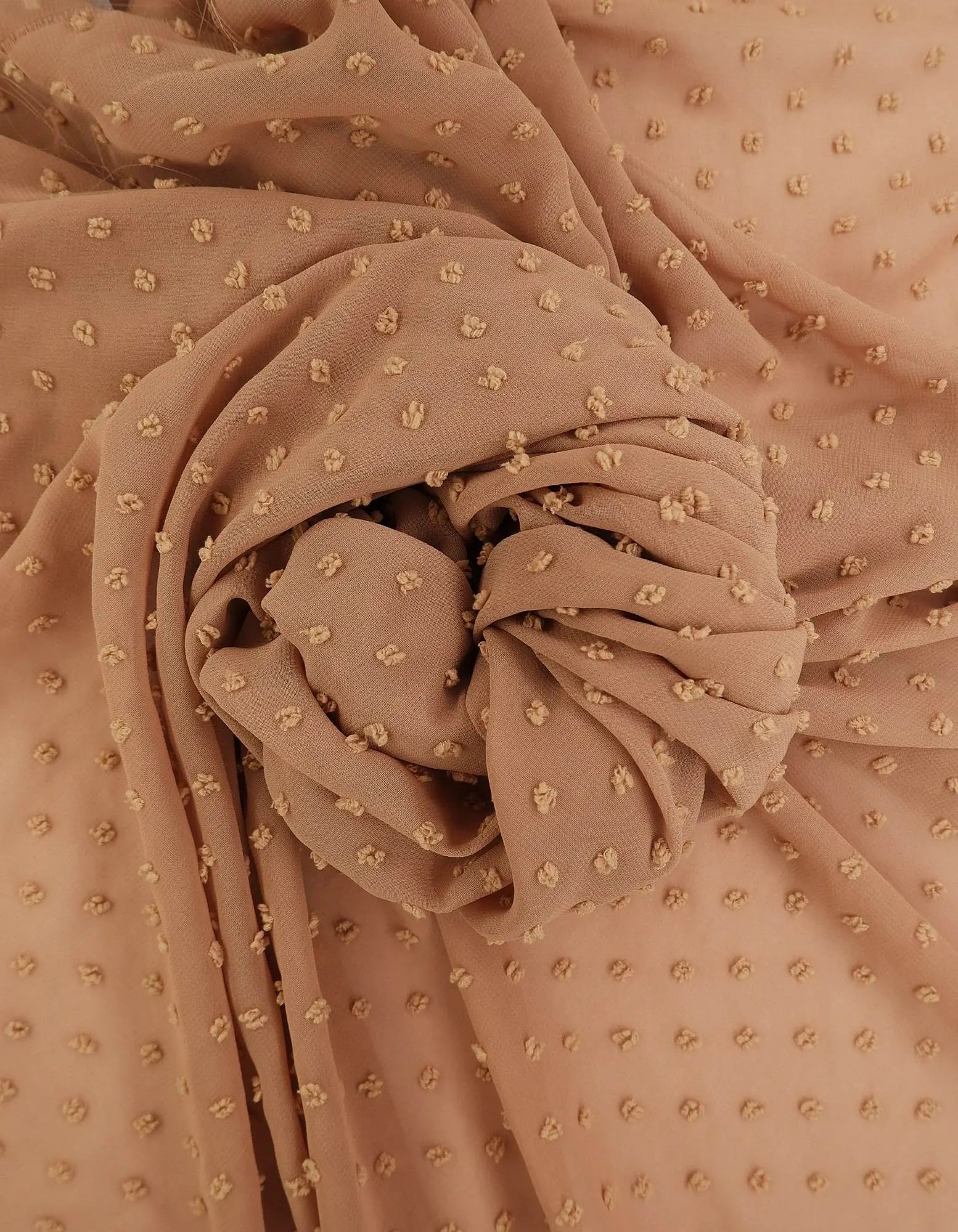 HIMLT-3132 TAN BLOUSE BROWN CHIFFON CREAM DOT DRESS HI-MULTI NON STRETCH POLYESTER SKIRTS SOLID SWISS TOPS WOVEN