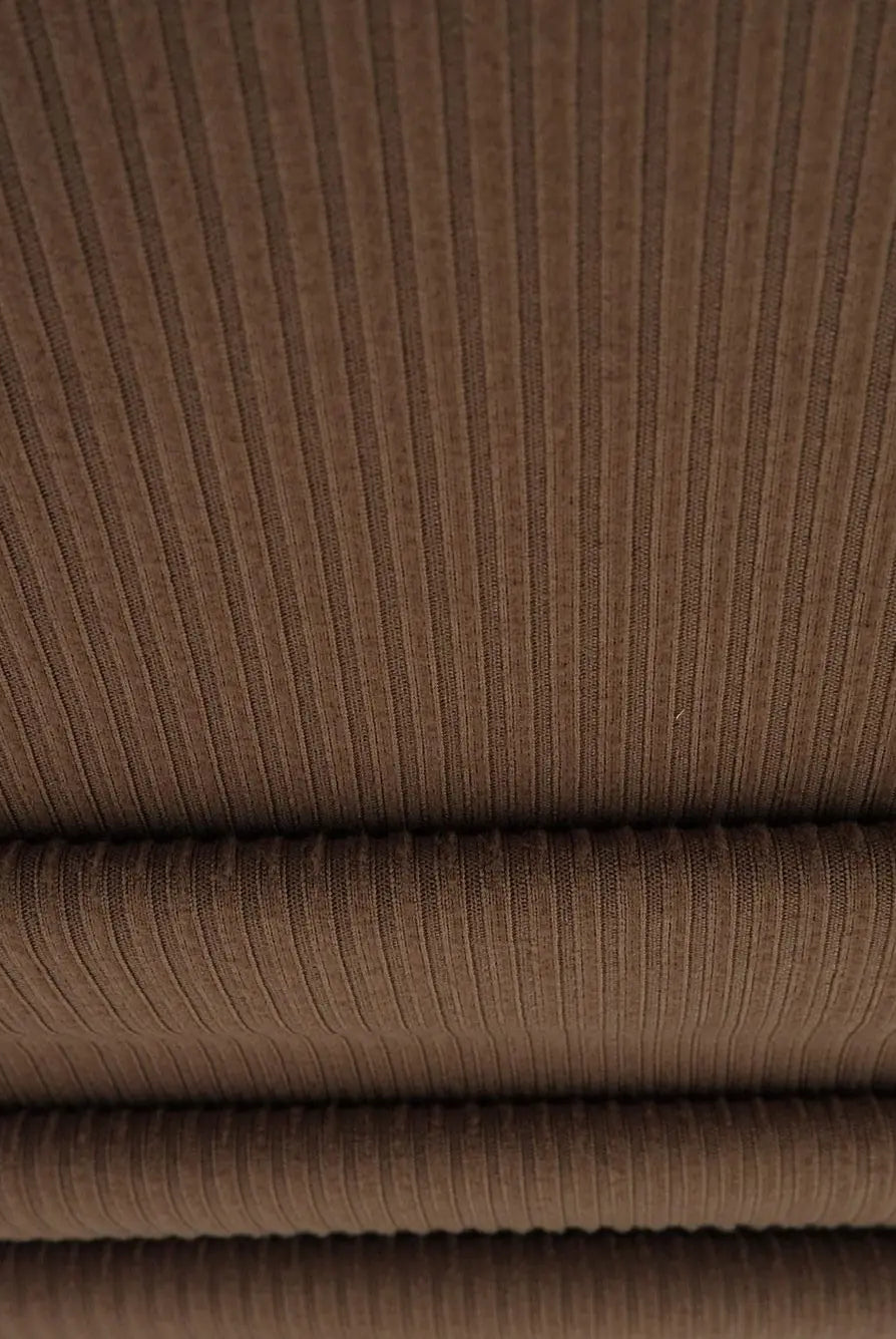 KNT4151 BROWN COCO BODYSUIT BROWN DRESS KNIT LOUNGEWEAR NO-PRINT POLYESTER RIB 4X2 SKIRTS SOLID-B SPANDEX STRETCH TOPS YUMMY