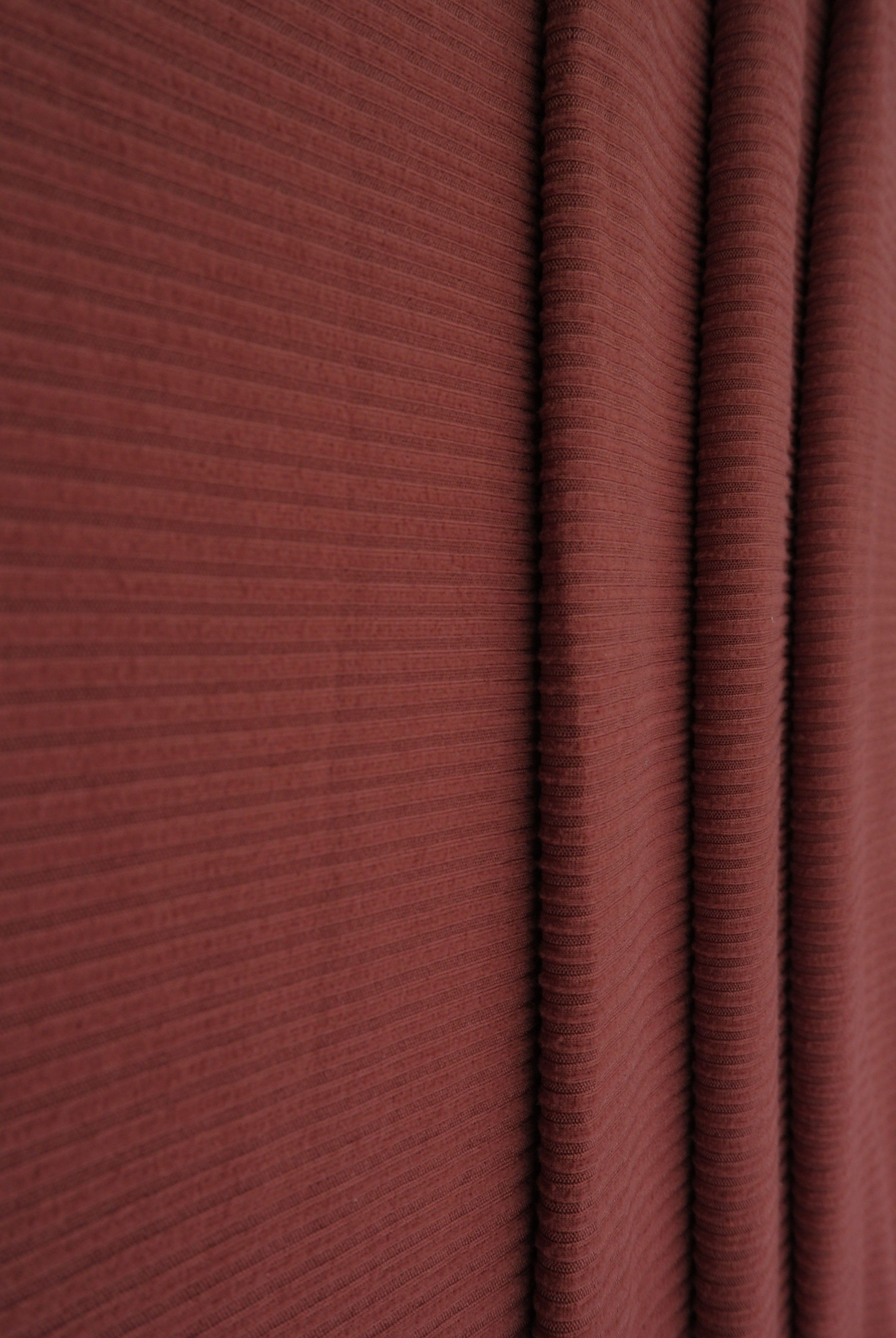 KNT4151 HENNA BODYSUIT BROWN DRESS KNIT LOUNGEWEAR NO-PRINT POLYESTER RIB 4X2 SOLID-B SPANDEX STRETCH TOPS YUMMY