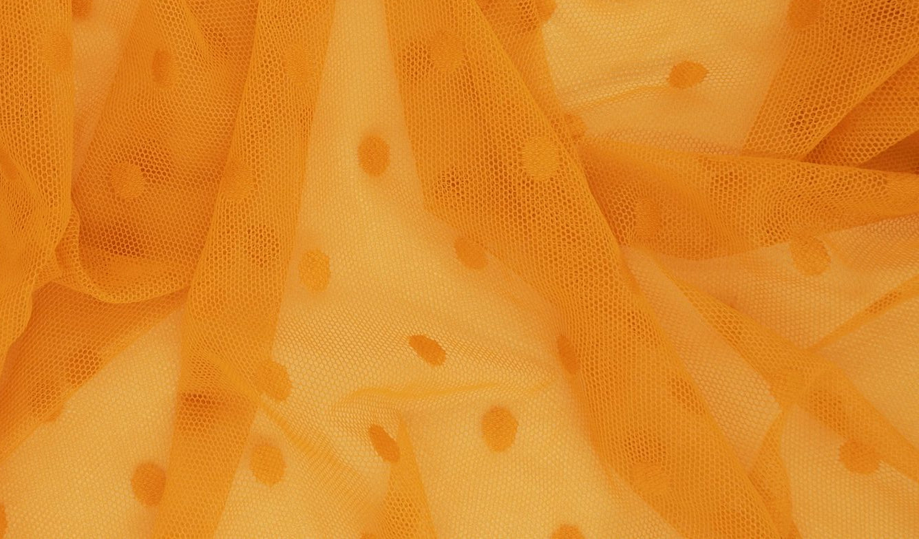 MESH-3698 YELLOW AMBER BLOUSE BODYSUIT CAMI DOT FLOCKING LOUNGEWEAR MESH NYLON SOLID SPANDEX STRETCH TOPS TUNICS YELLOW