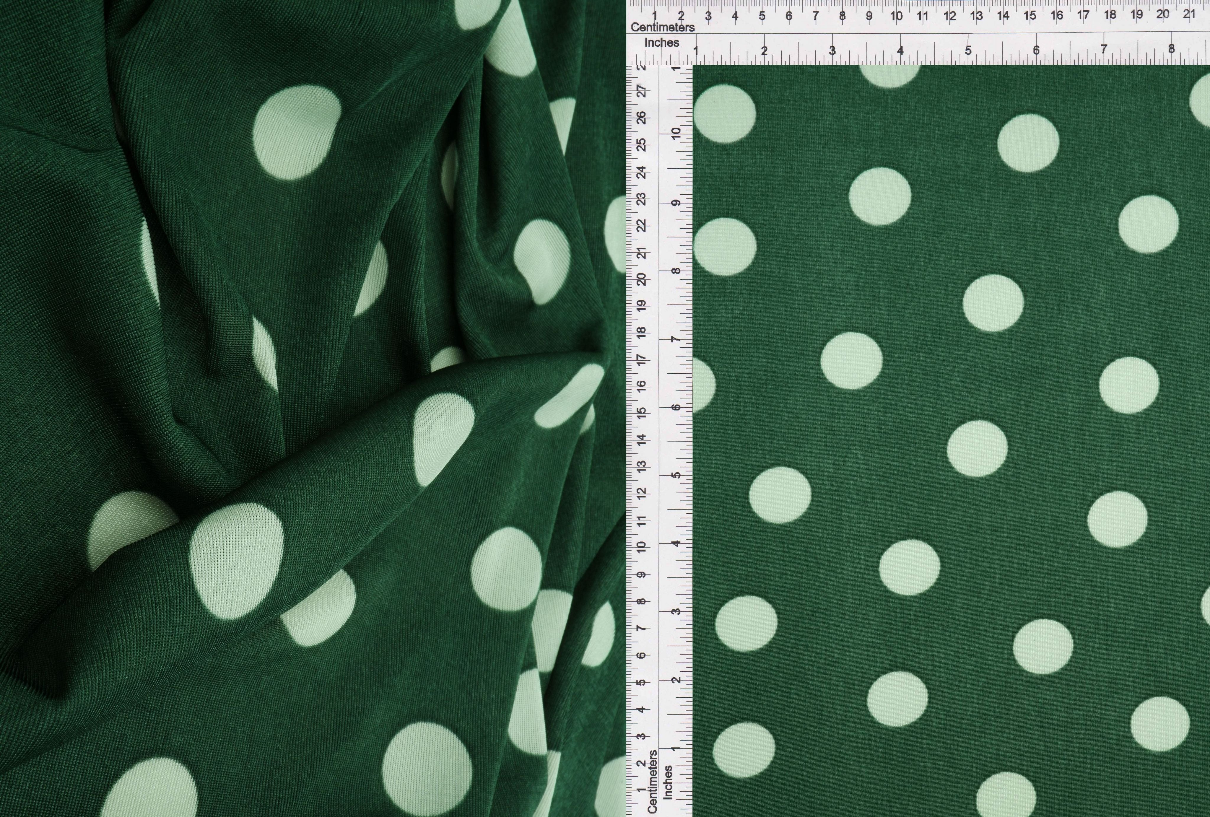 KNT3963-DU1960 HUNTER BLOUSE BOTTOMS CAMI DOT DRESS GREEN IVORY KNIT POLYESTER PRINT SPANDEX STRETCH