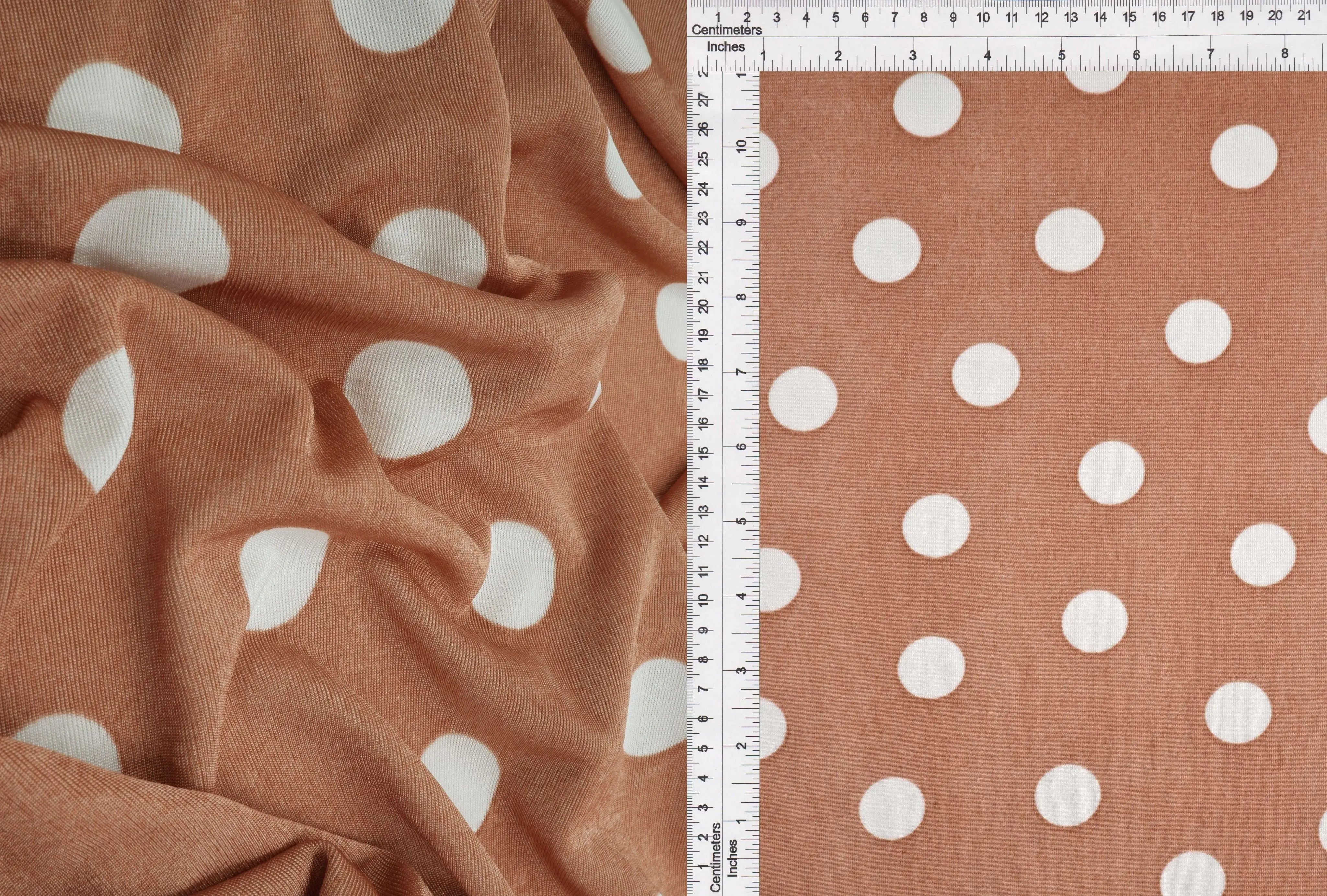 KNT3963-DU1960 TAUPE BLOUSE BOTTOMS BROWN CAMI DOT DRESS IVORY KNIT POLYESTER PRINT SPANDEX STRETCH