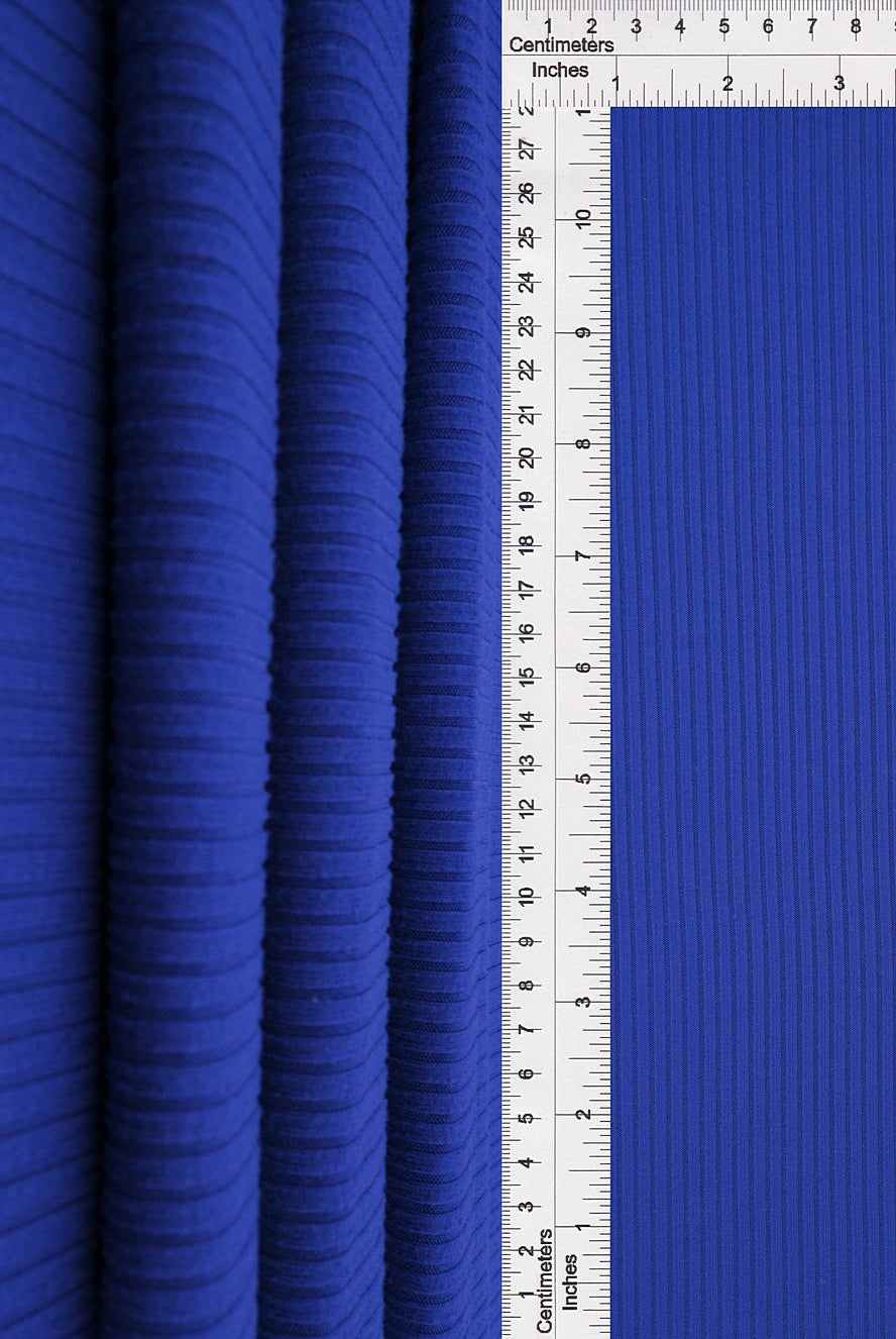 KNT4151 ROYAL BLUE BODYSUIT DRESS KNIT LOUNGEWEAR NO-PRINT POLYESTER RIB 4X2 SOLID-B SPANDEX STRETCH TOPS YUMMY