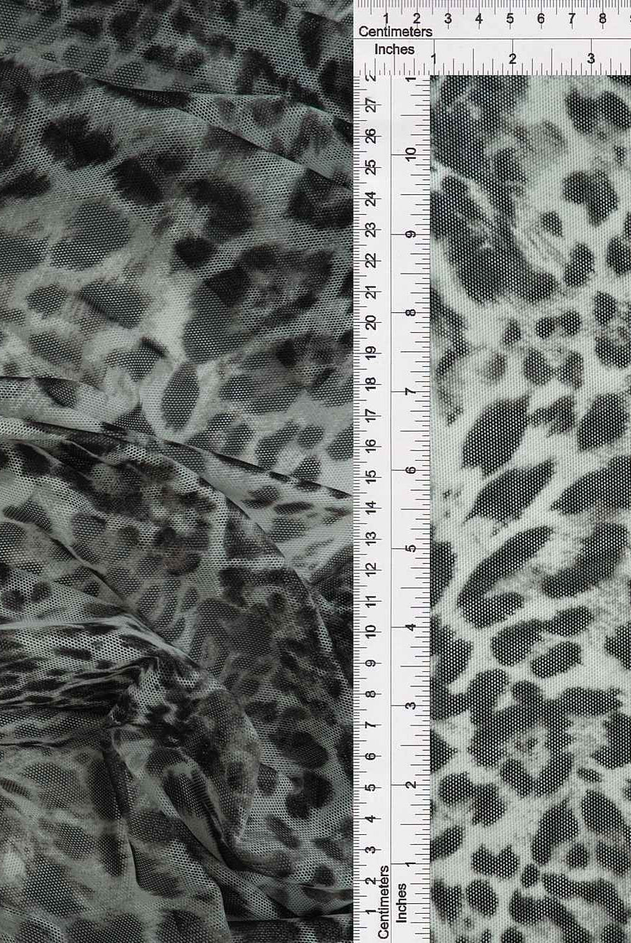 MESH-DU536 SILVER/GREY ANIMAL BLACK BLOUSE BODYSUIT BROWN CAMI FLOCKING GOLD LOUNGEWEAR MESH POLYESTER PRINT SILVER SPANDEX STRETCH TOPS TUNICS WHITE