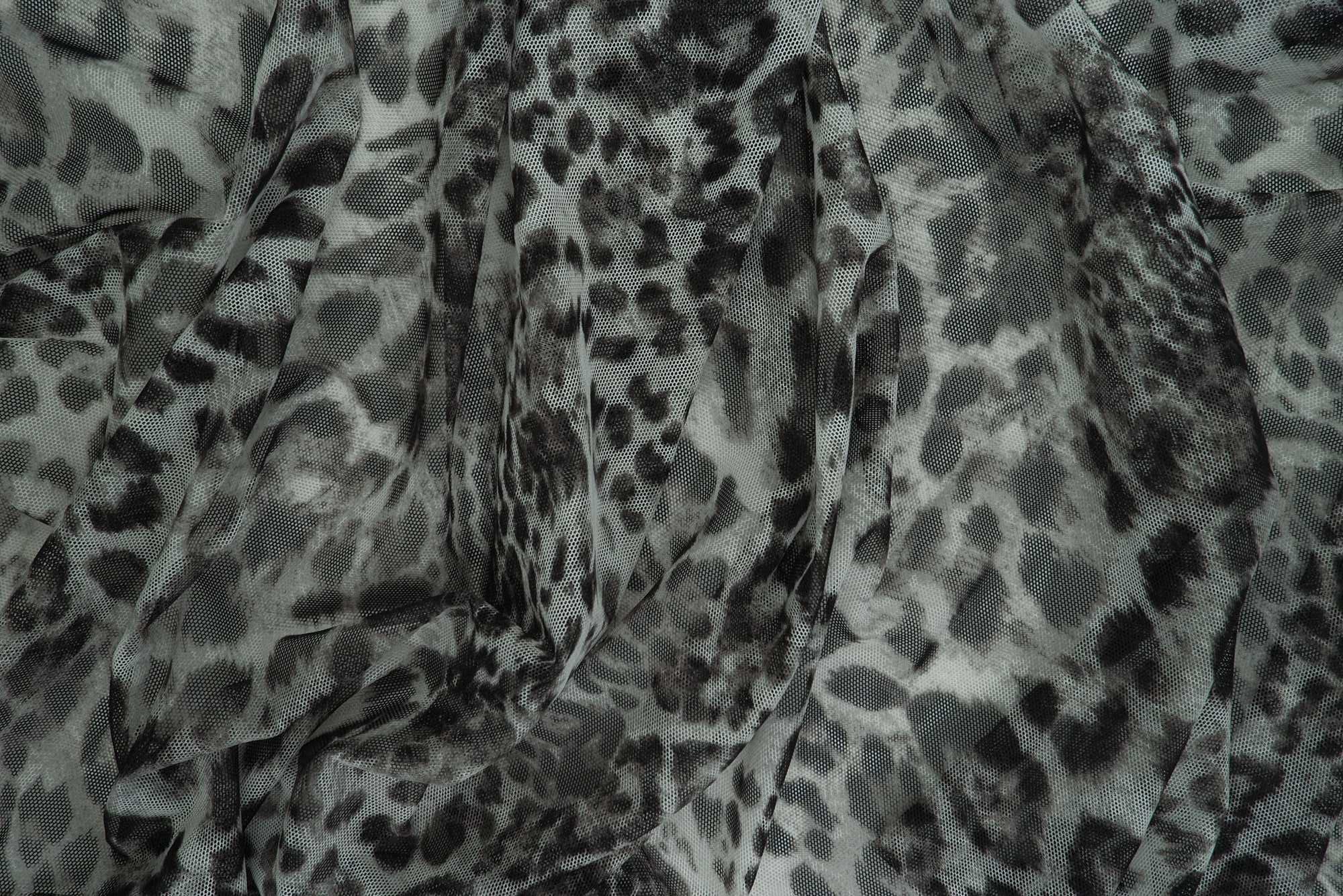 MESH-DU536 SILVER/GREY ANIMAL BLACK BLOUSE BODYSUIT BROWN CAMI FLOCKING GOLD LOUNGEWEAR MESH POLYESTER PRINT SILVER SPANDEX STRETCH TOPS TUNICS WHITE