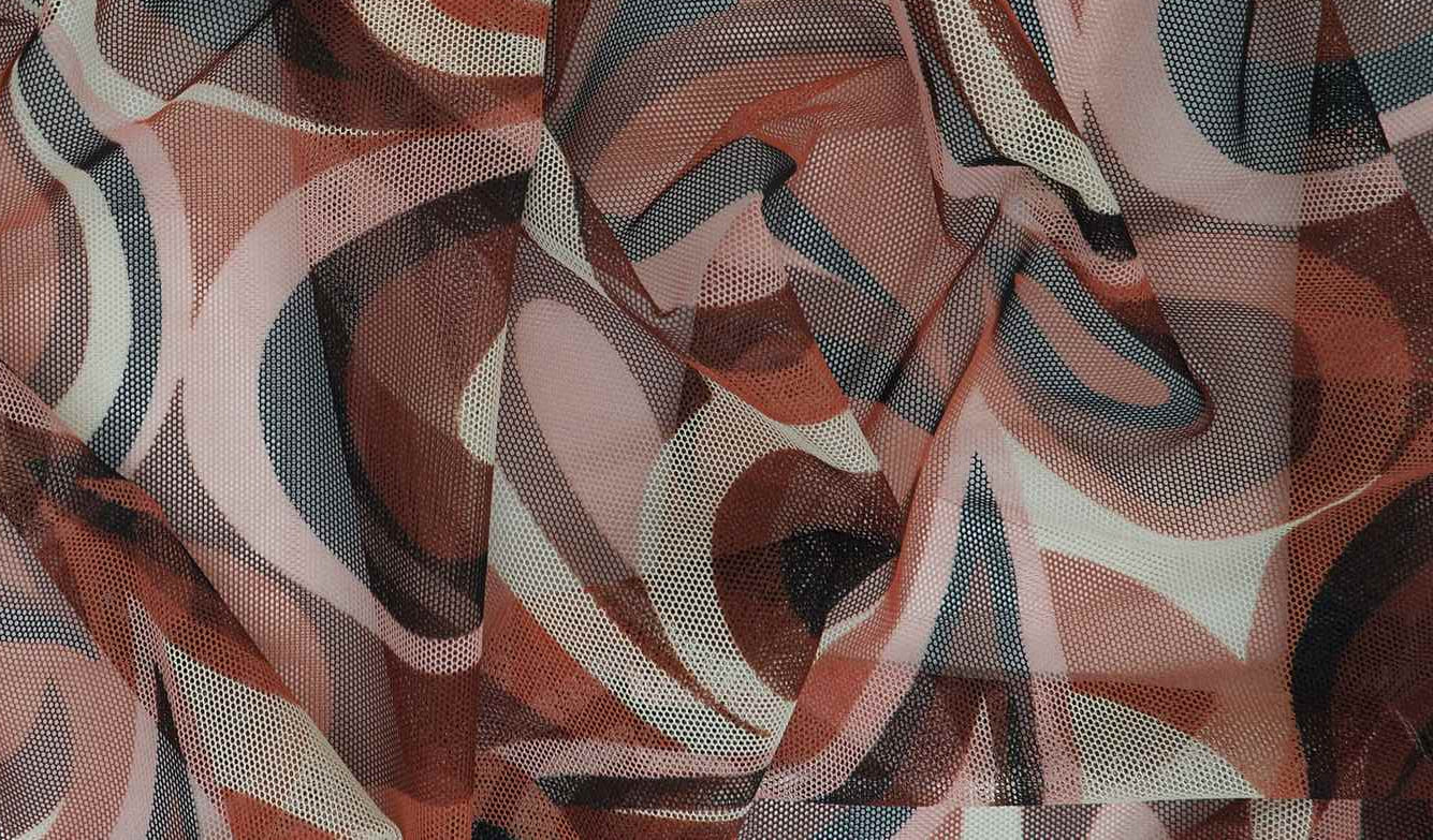 MESH-SE80904 BROWN CLAY BLACK BLOUSE BODYSUIT BROWN CAMI FLOCKING GEOMETRIC LOUNGEWEAR MESH PAISLEY PINK POLYESTER PRINT RETRO SPANDEX STRETCH TOPS TUNICS WHITE