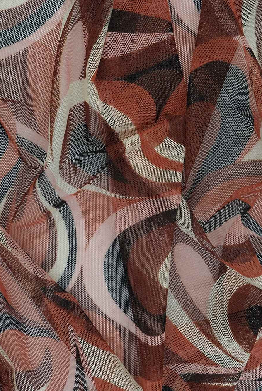 Retro Paisley Geometric Stretch Mesh Fabric - MESH-SE80904