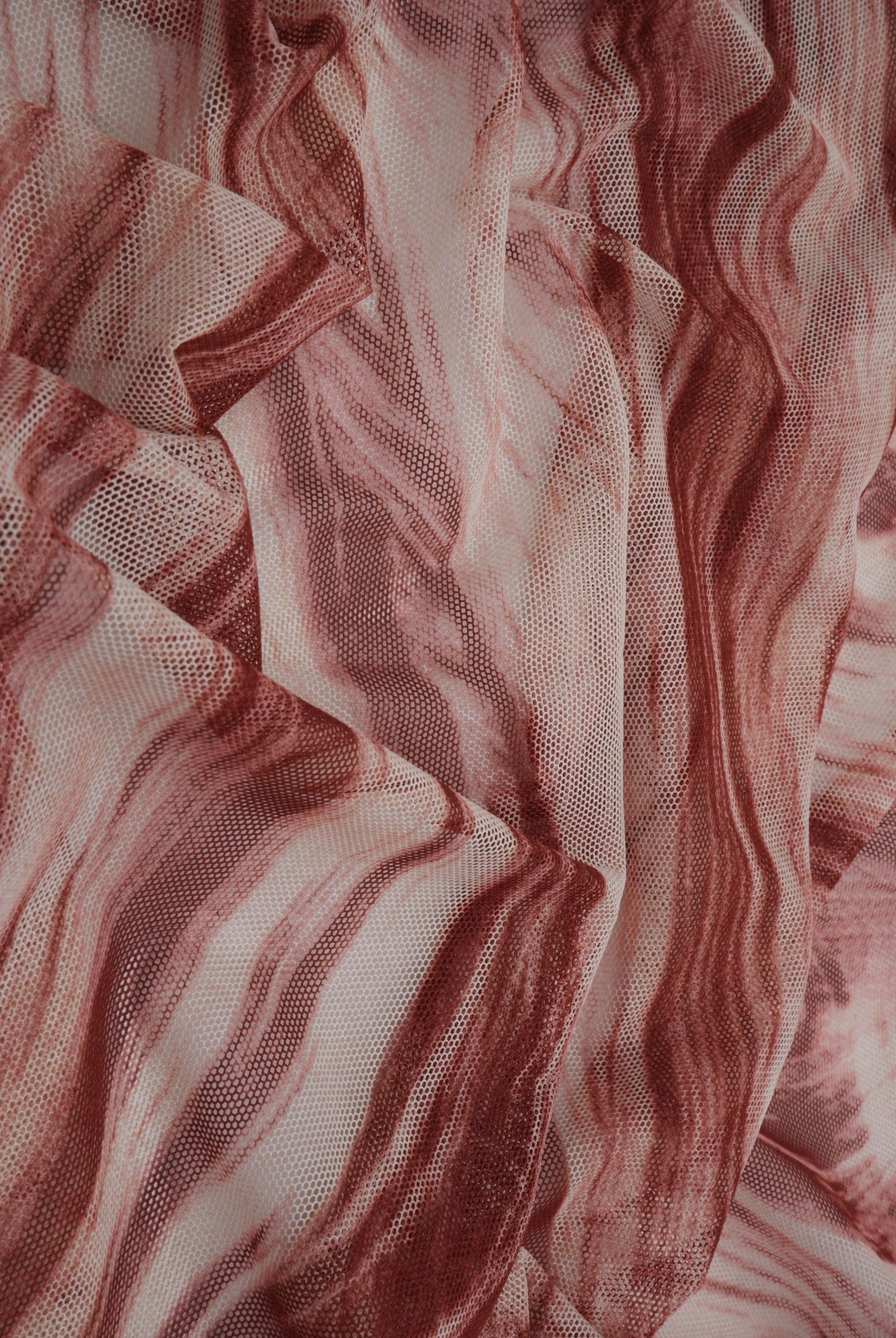 MESH-Q11213 ROSE/MAUVE BLOUSE BODYSUIT CAMI FLOCKING LOUNGEWEAR MARBLE MESH PINK POLYESTER PRINT RED SPANDEX STRETCH TOPS TUNICS WHITE