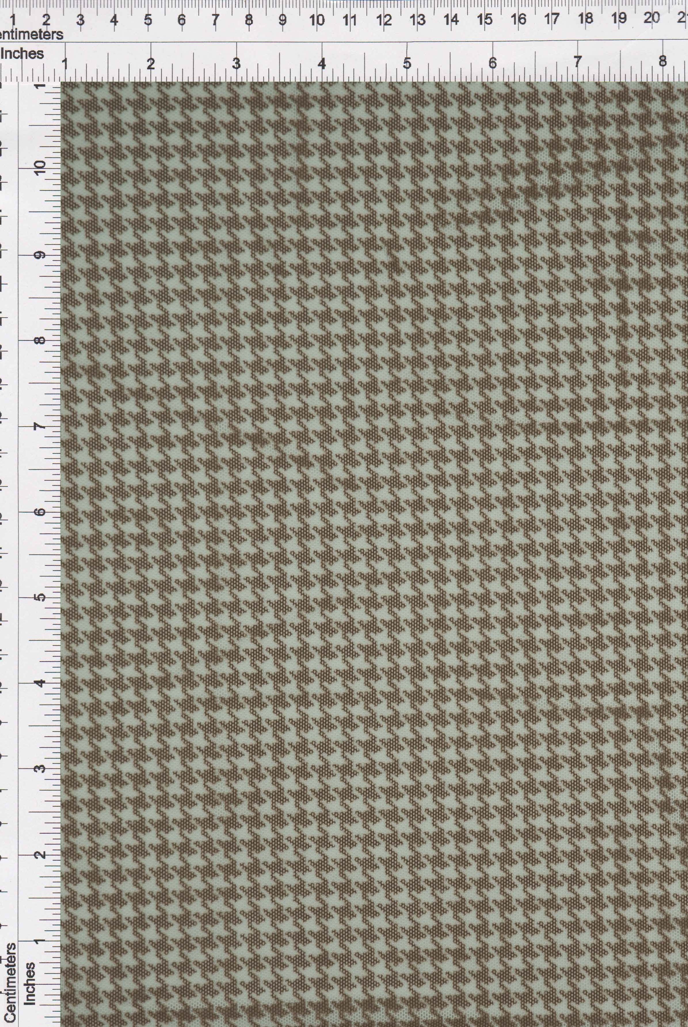 MESH-MS10150 BROWN BLOUSE BODYSUIT BROWN CAMI FLOCKING HOUNDSTOOTH LOUNGEWEAR MESH POLYESTER PRINT SPANDEX STRETCH TOPS TUNICS