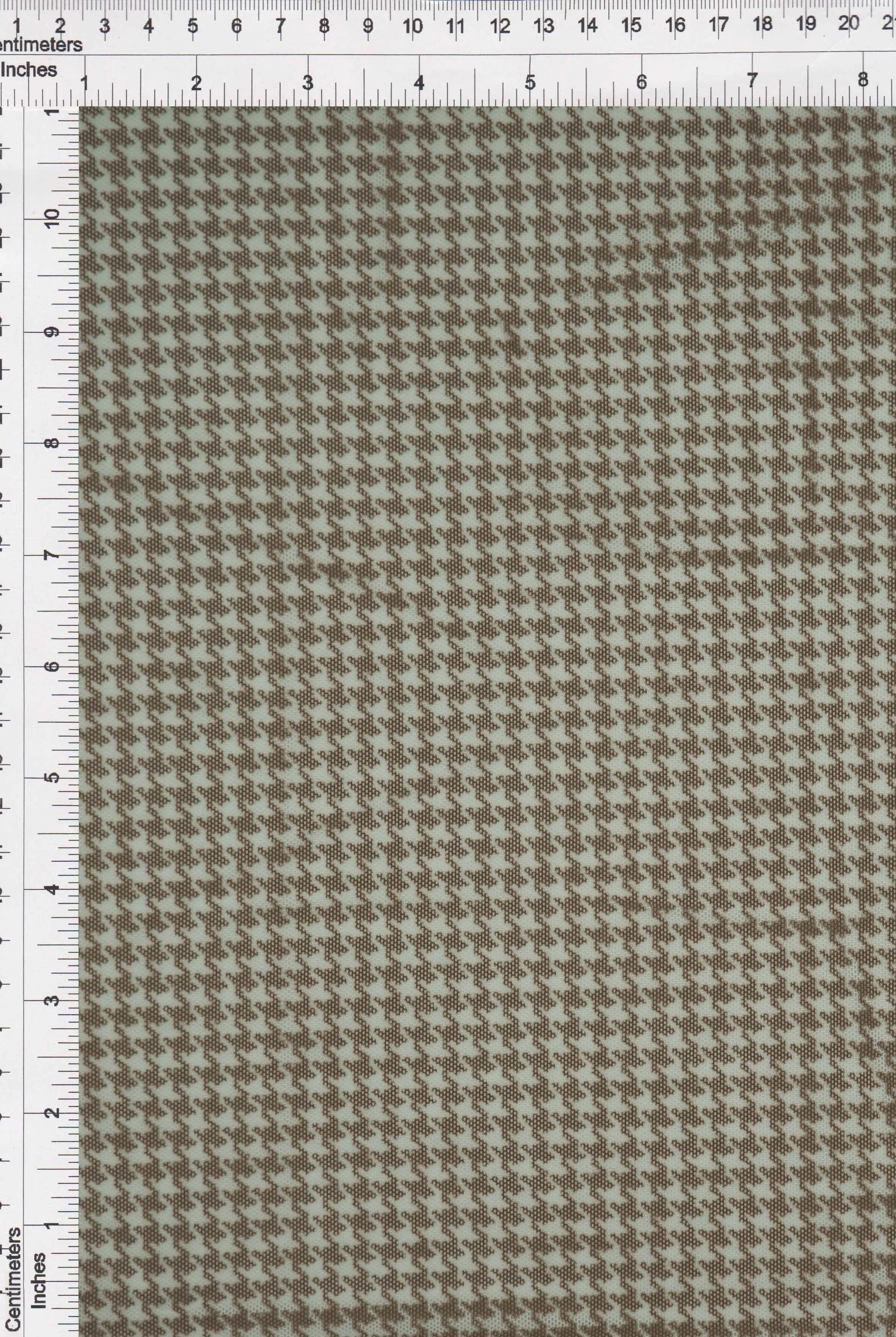 MESH-MS10150 BROWN BLOUSE BODYSUIT BROWN CAMI FLOCKING HOUNDSTOOTH LOUNGEWEAR MESH POLYESTER PRINT SPANDEX STRETCH TOPS TUNICS