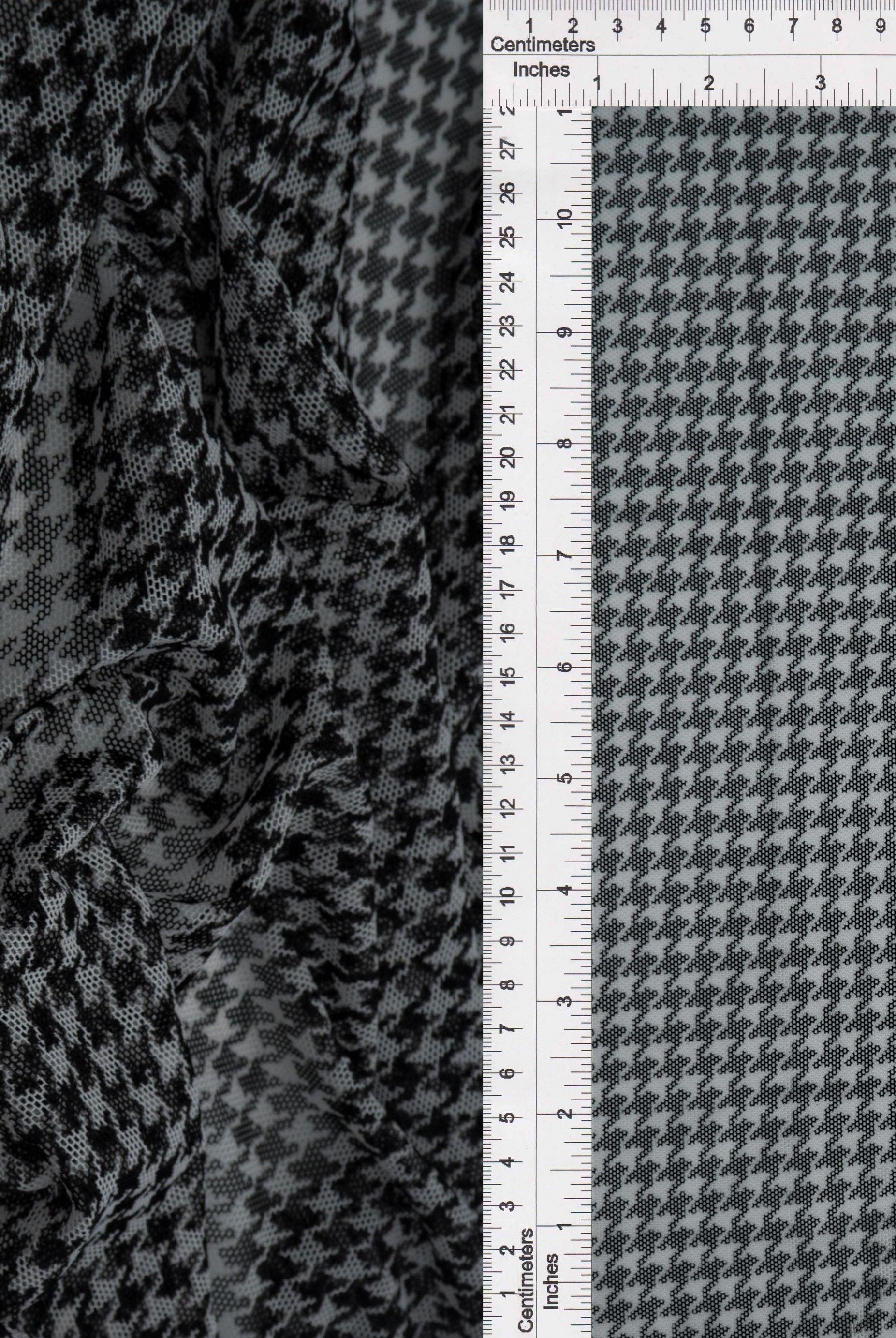 MESH-MS10150 BLACK BLACK BLOUSE BODYSUIT CAMI FLOCKING HOUNDSTOOTH LOUNGEWEAR MESH POLYESTER PRINT SPANDEX STRETCH TOPS TUNICS