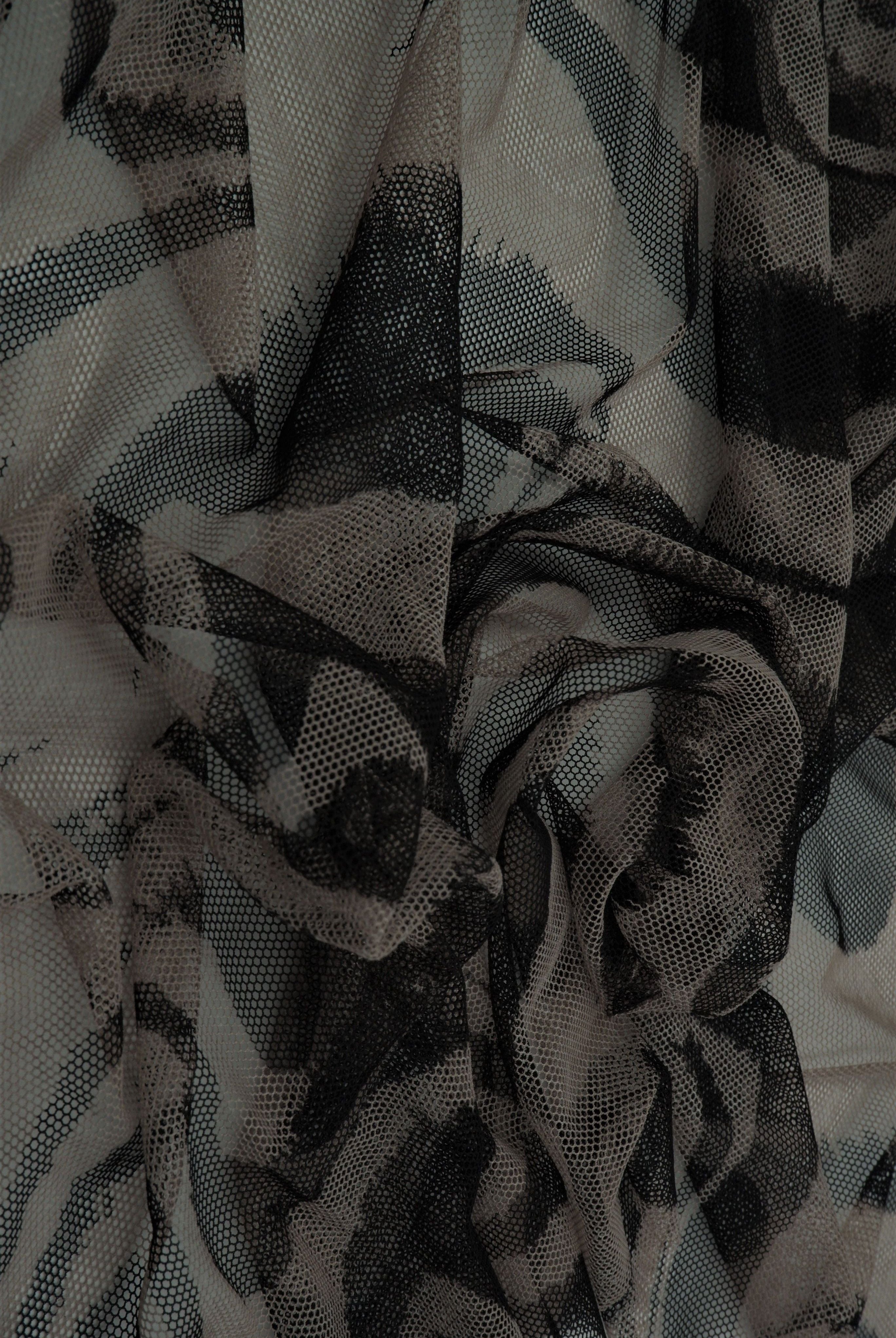 Geometric Flocked Mesh Stretch Fabric - MESH-Q11201