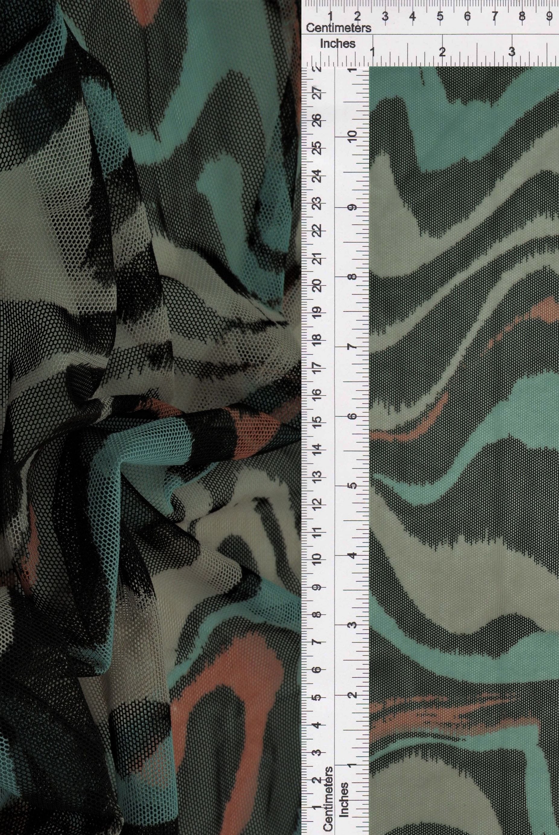 MESH-Q11201 RUST MINT BLOUSE BODYSUIT CAMI FLOCKING GEOMETRIC LOUNGEWEAR MESH POLYESTER PRINT SPANDEX STRETCH TOPS TUNICS