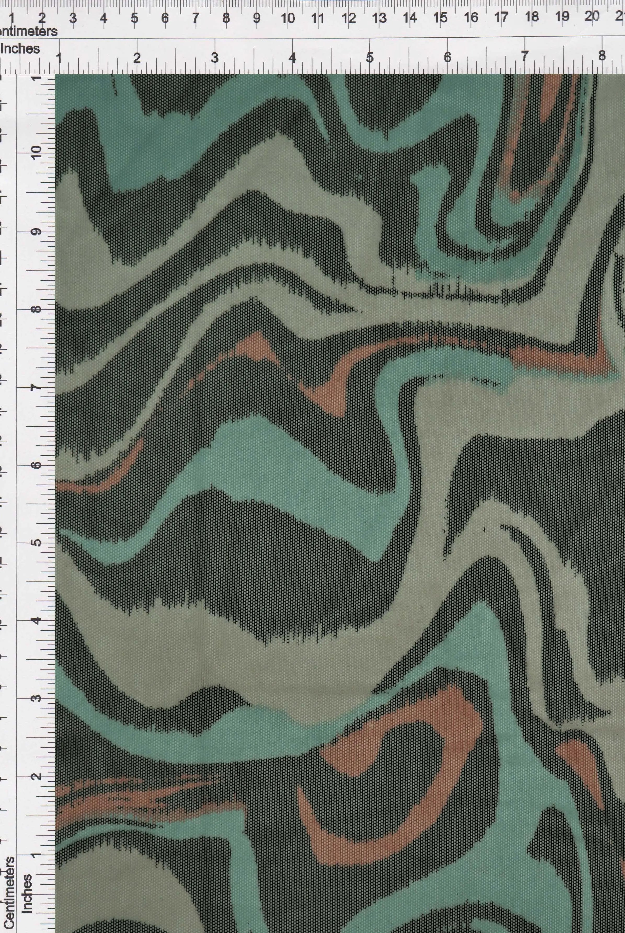 MESH-Q11201 RUST MINT BLOUSE BODYSUIT CAMI FLOCKING GEOMETRIC LOUNGEWEAR MESH POLYESTER PRINT SPANDEX STRETCH TOPS TUNICS