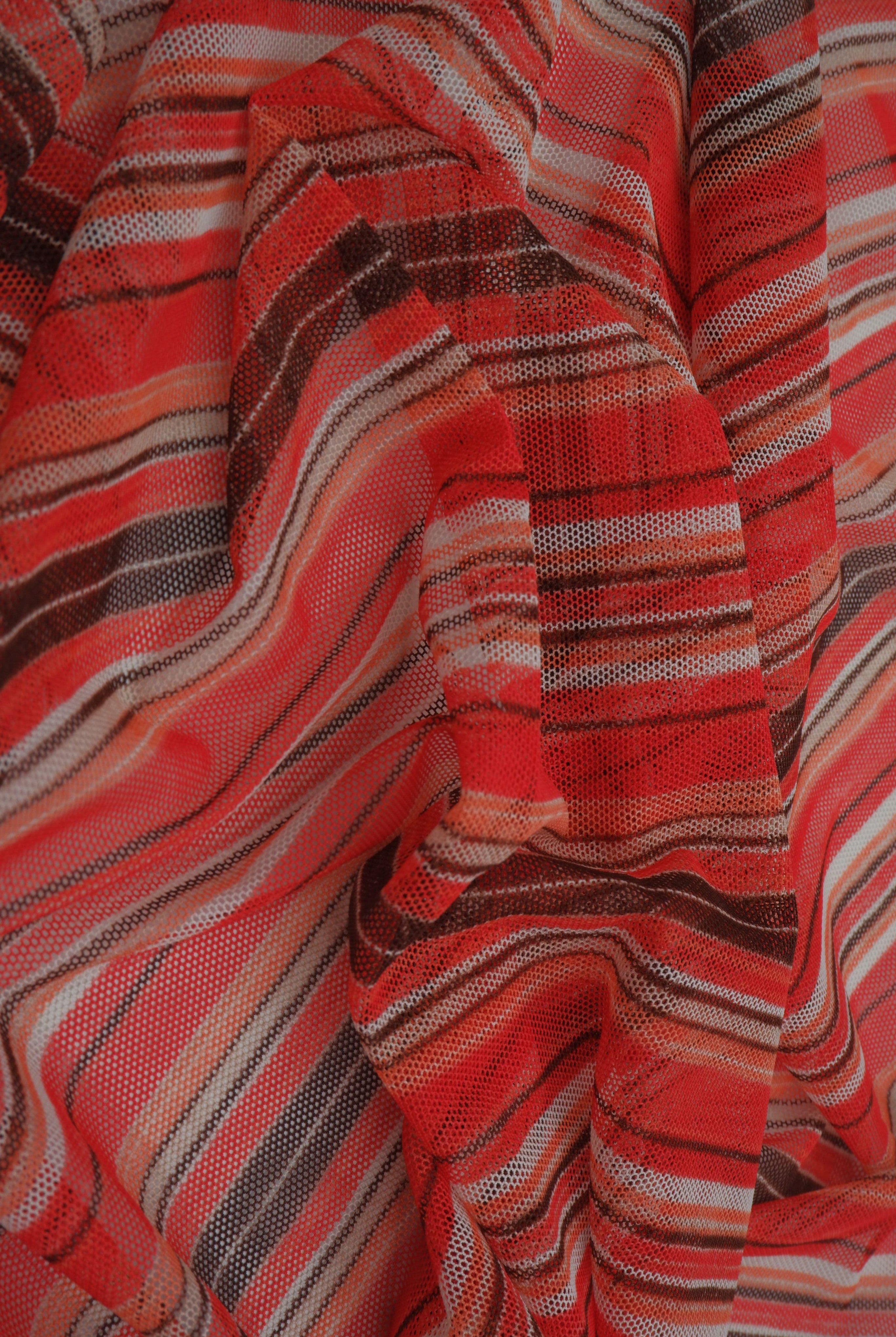 MESH-SE805160 SPICE/BROWN BLOUSE BODYSUIT CAMI FLOCKING LOUNGEWEAR MESH POLYESTER PRINT SPANDEX STRETCH STRIPE TOPS TUNICS