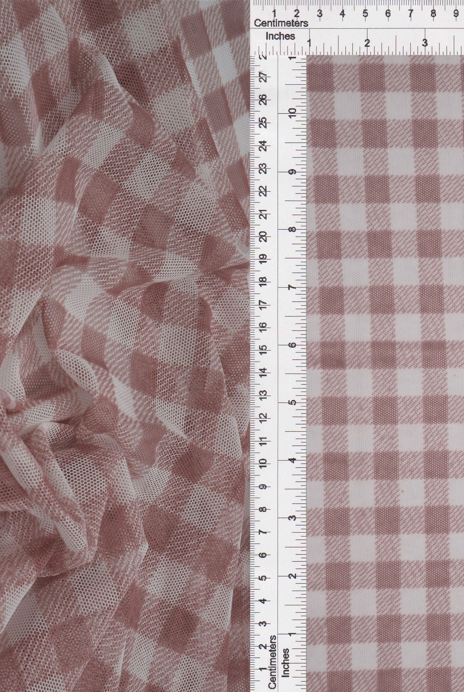 Mesh Plaid Gingham Flocking Print Fabric - MESH-DU1755
