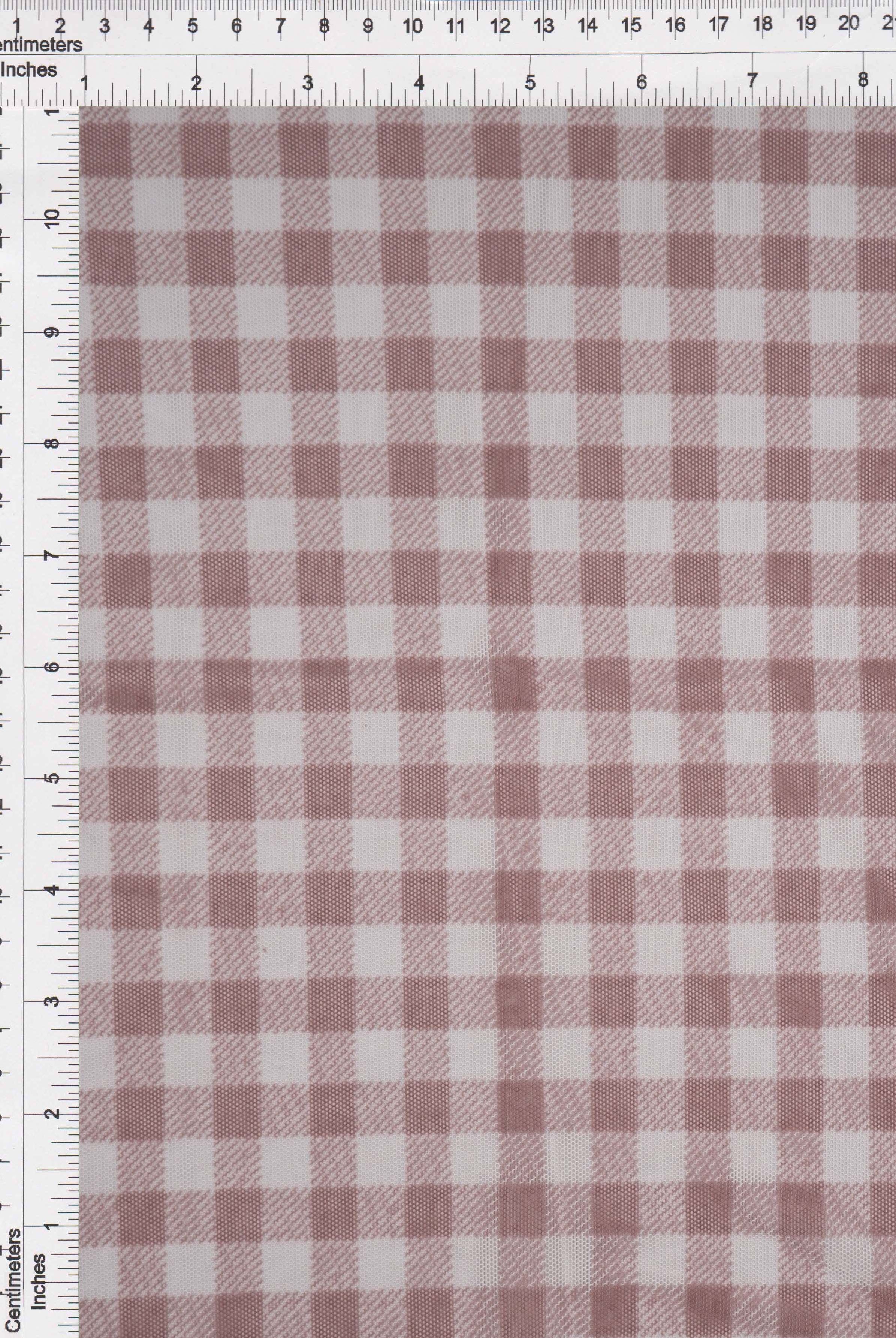 Mesh Plaid Gingham Flocking Print Fabric - MESH-DU1755