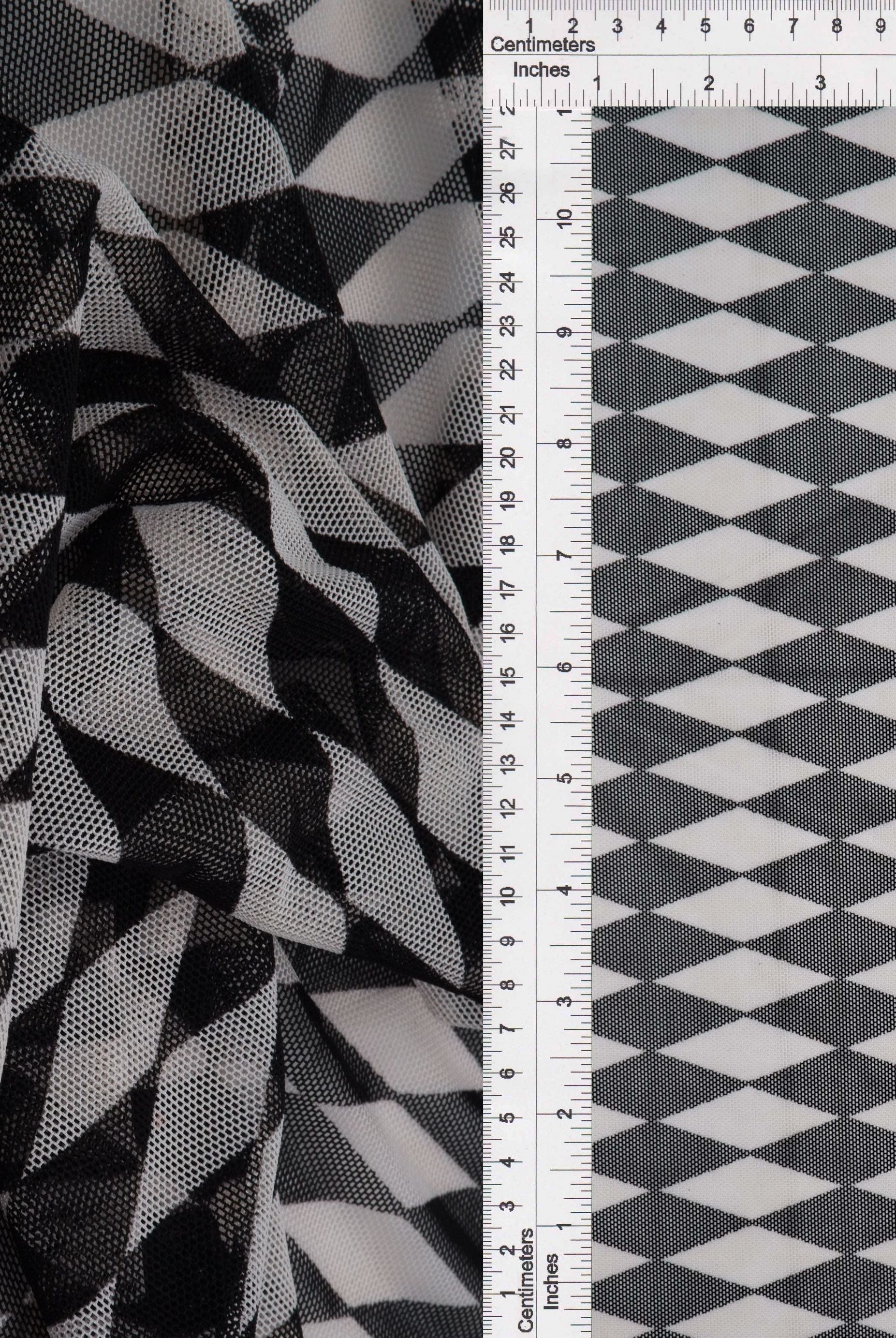 Mesh Retro Geometric Flocking Print Fabric - MESH-Q20216