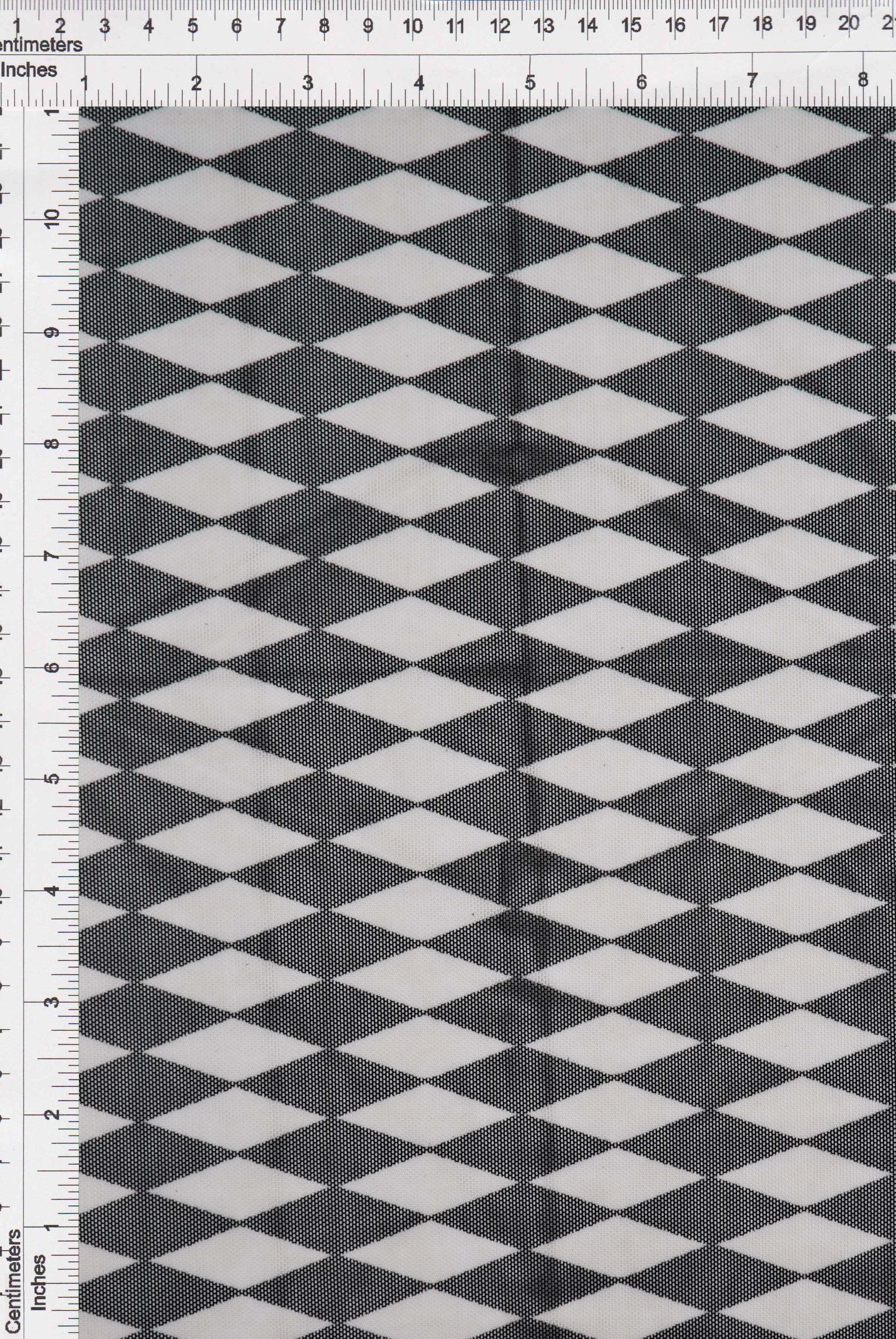 Mesh Retro Geometric Flocking Print Fabric - MESH-Q20216