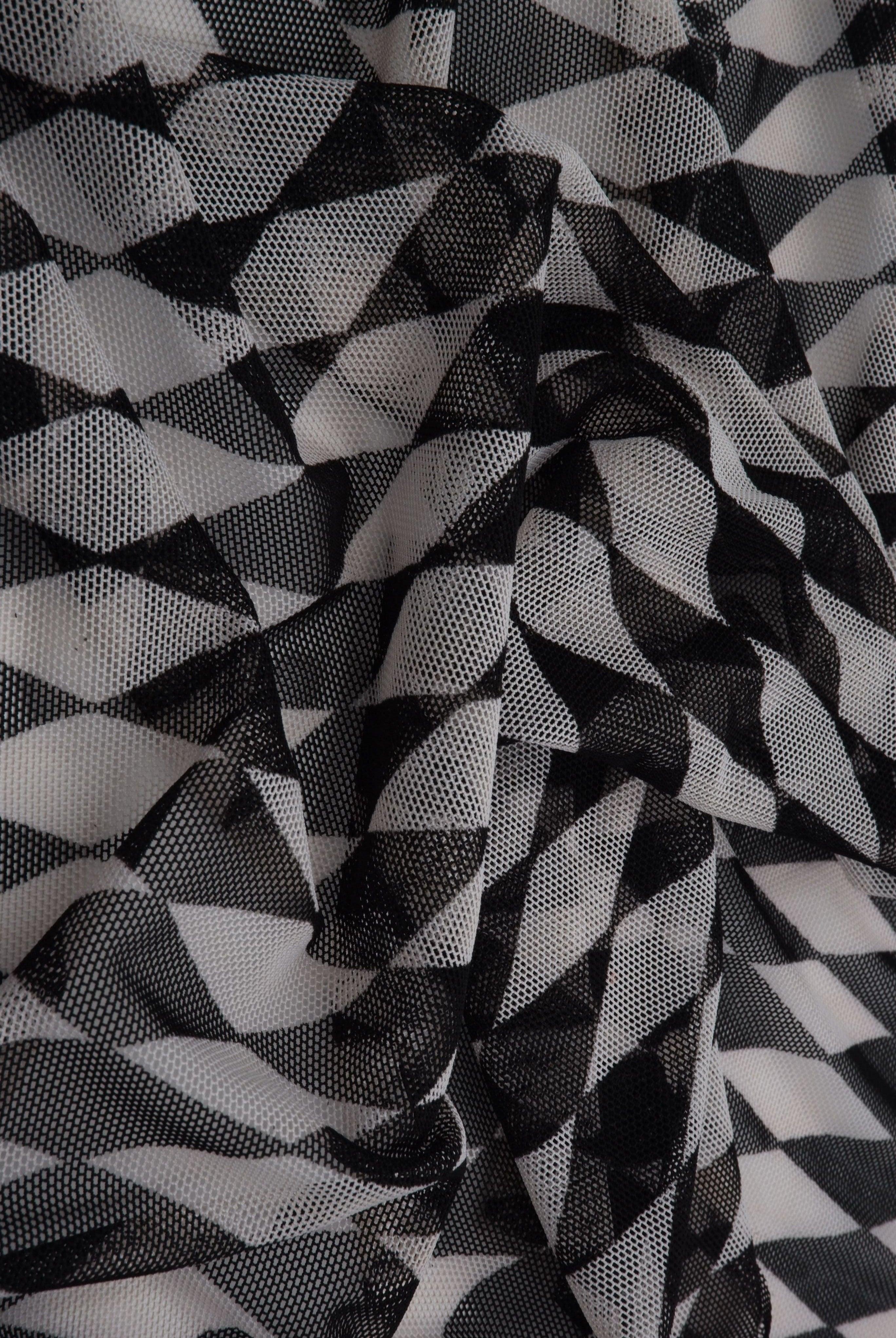 Mesh Retro Geometric Flocking Print Fabric - MESH-Q20216