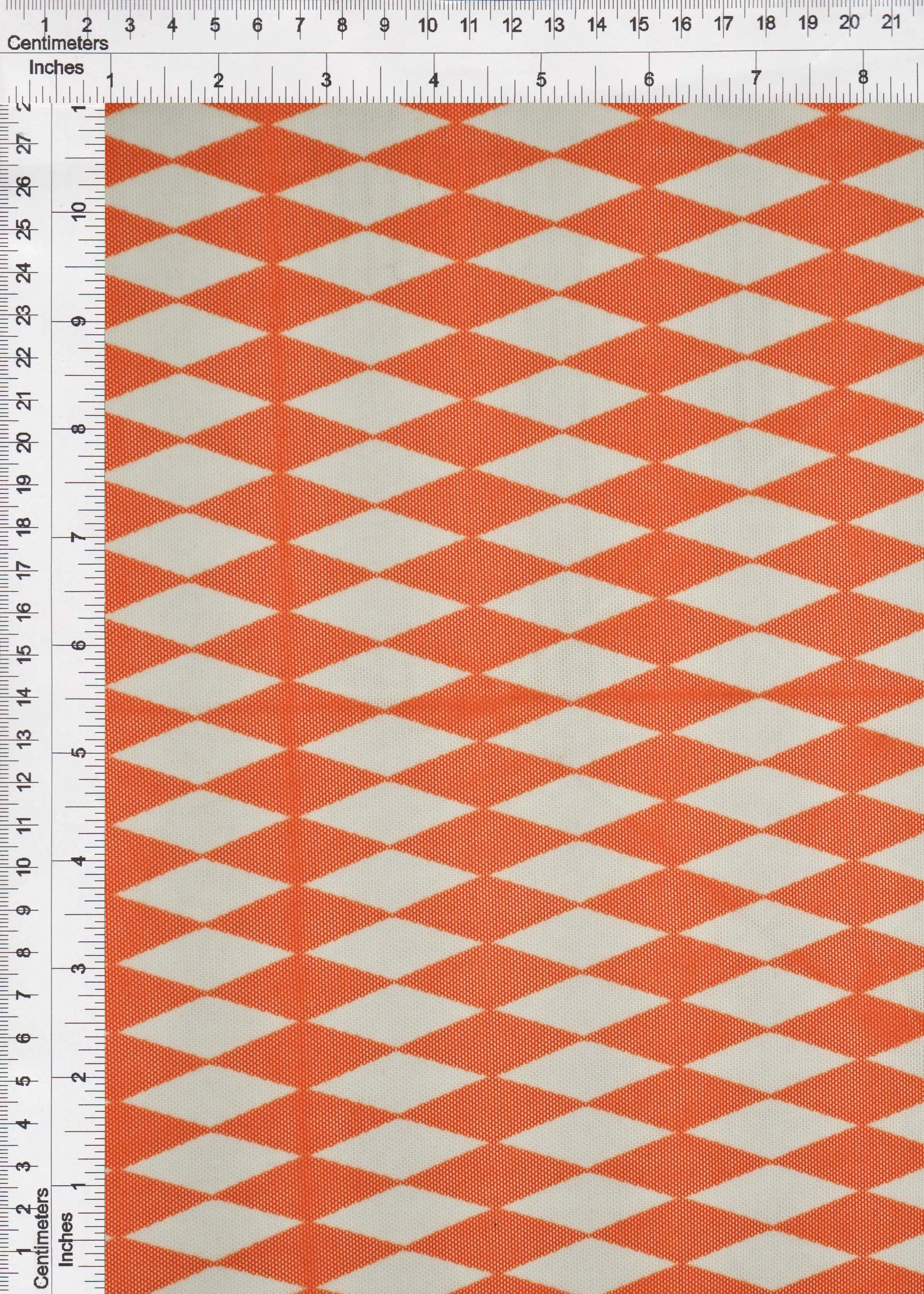 MESH-Q20216 ORANGE/WHITE BLOUSE BODYSUIT CAMI FLOCKING GEOMETRIC LOUNGEWEAR MESH POLYESTER PRINT RETRO SPANDEX STRETCH TOPS TUNICS