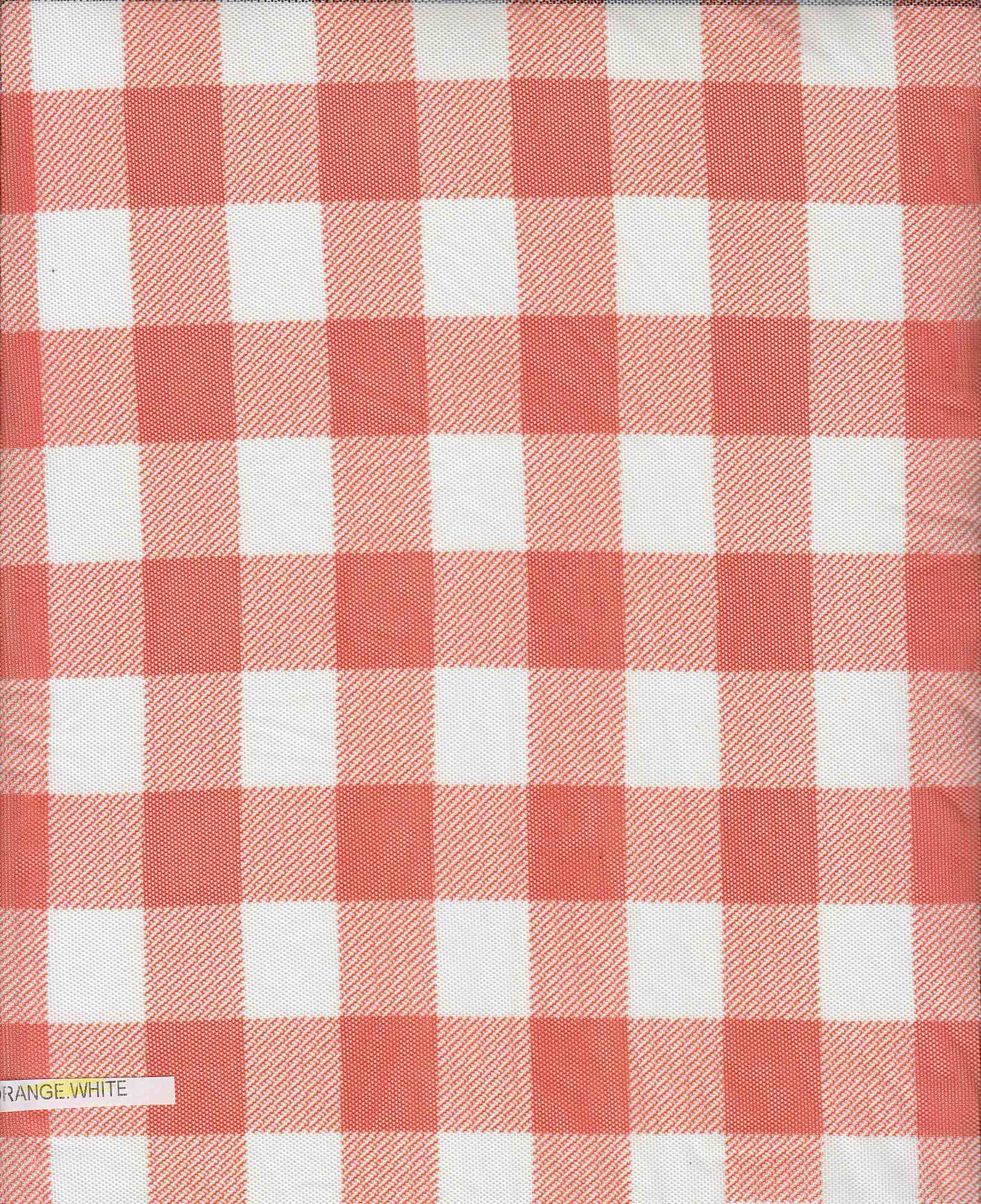 MESH-SE902140 ORANGE/WHT BLOUSE BODYSUIT CAMI CHECKERED FLOCKING GINGHAM LOUNGEWEAR MESH PLAID POLYESTER PRINT SPANDEX STRETCH TOPS TUNICS