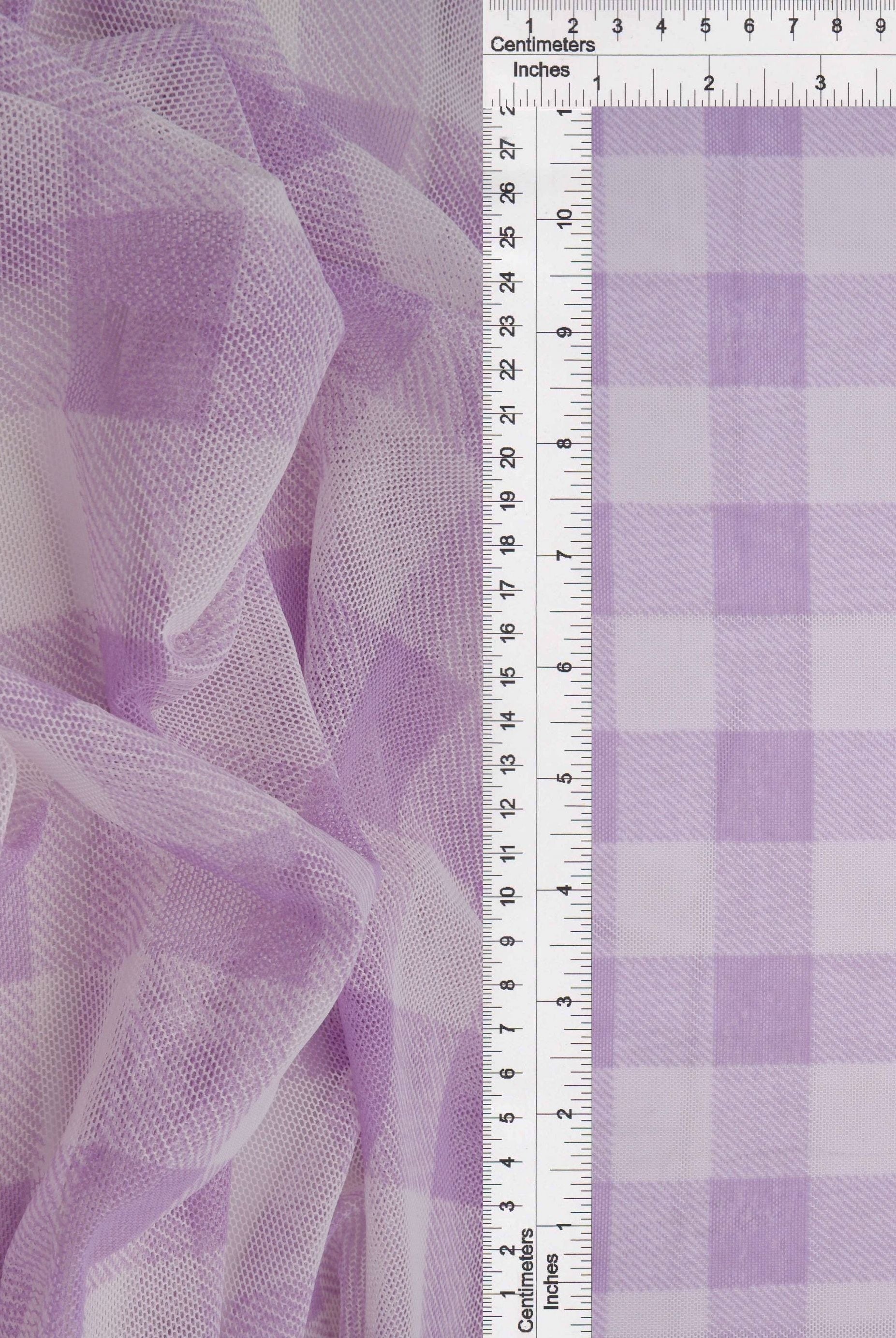 Mesh Checkered Flocking Plaid Print Fabric - MESH-SE902140