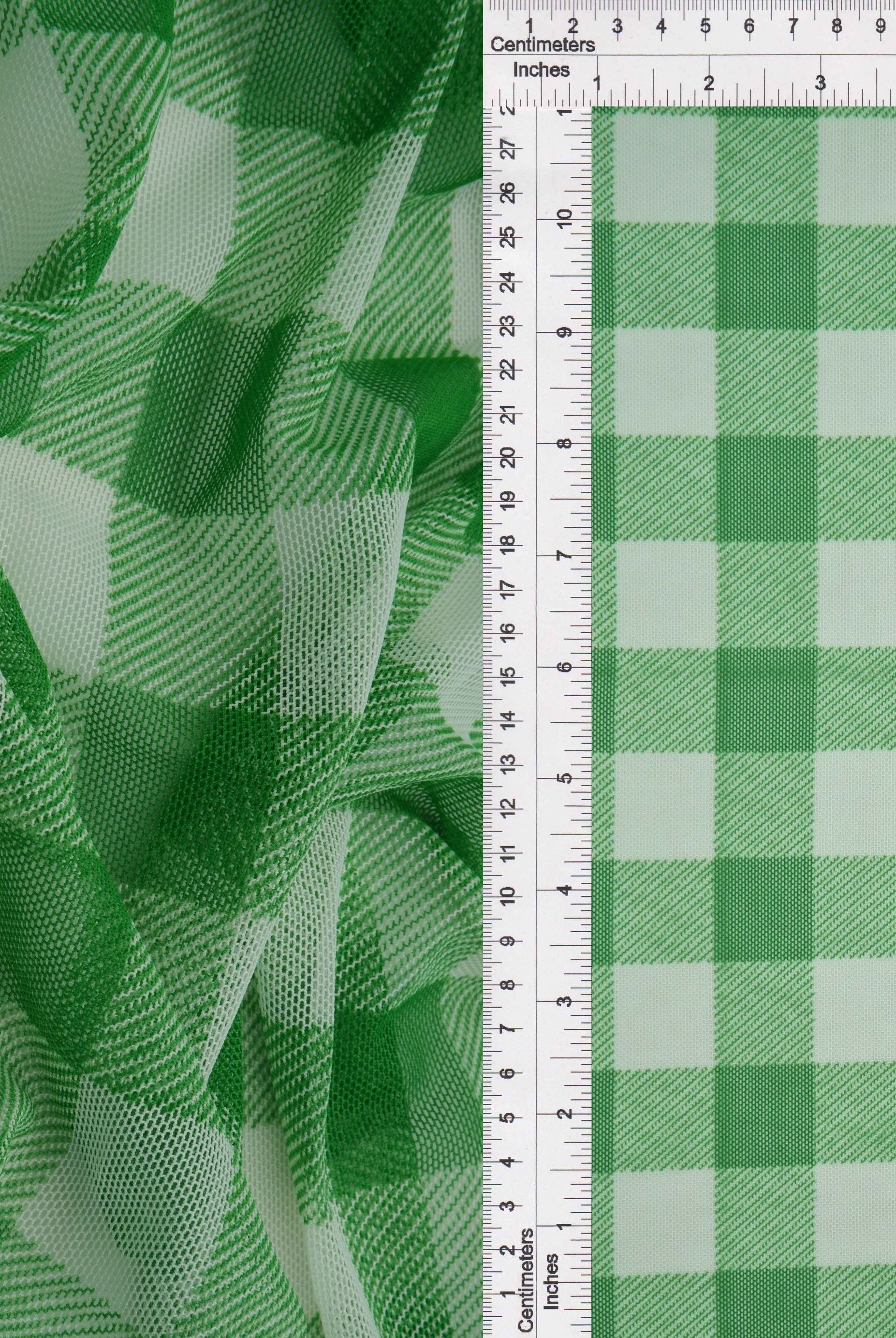 Mesh Checkered Flocking Plaid Print Fabric - MESH-SE902140