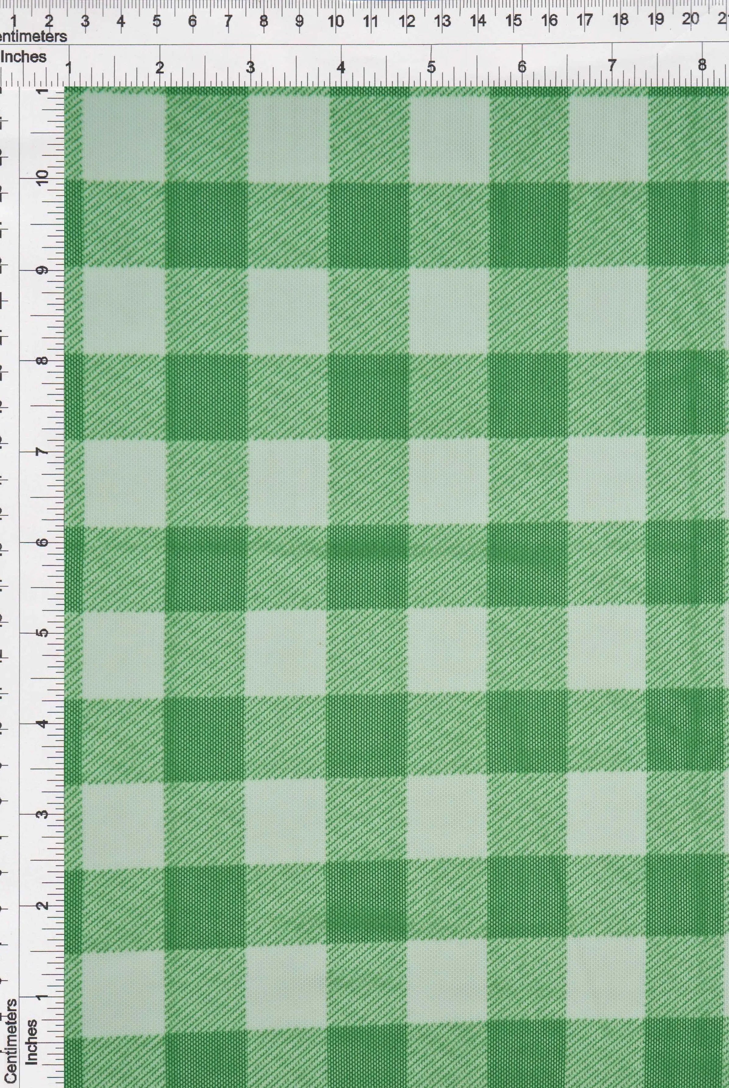 MESH-SE902140 GREEN/WHT BLOUSE BODYSUIT CAMI CHECKERED FLOCKING GINGHAM LOUNGEWEAR MESH PLAID POLYESTER PRINT SPANDEX STRETCH TOPS TUNICS
