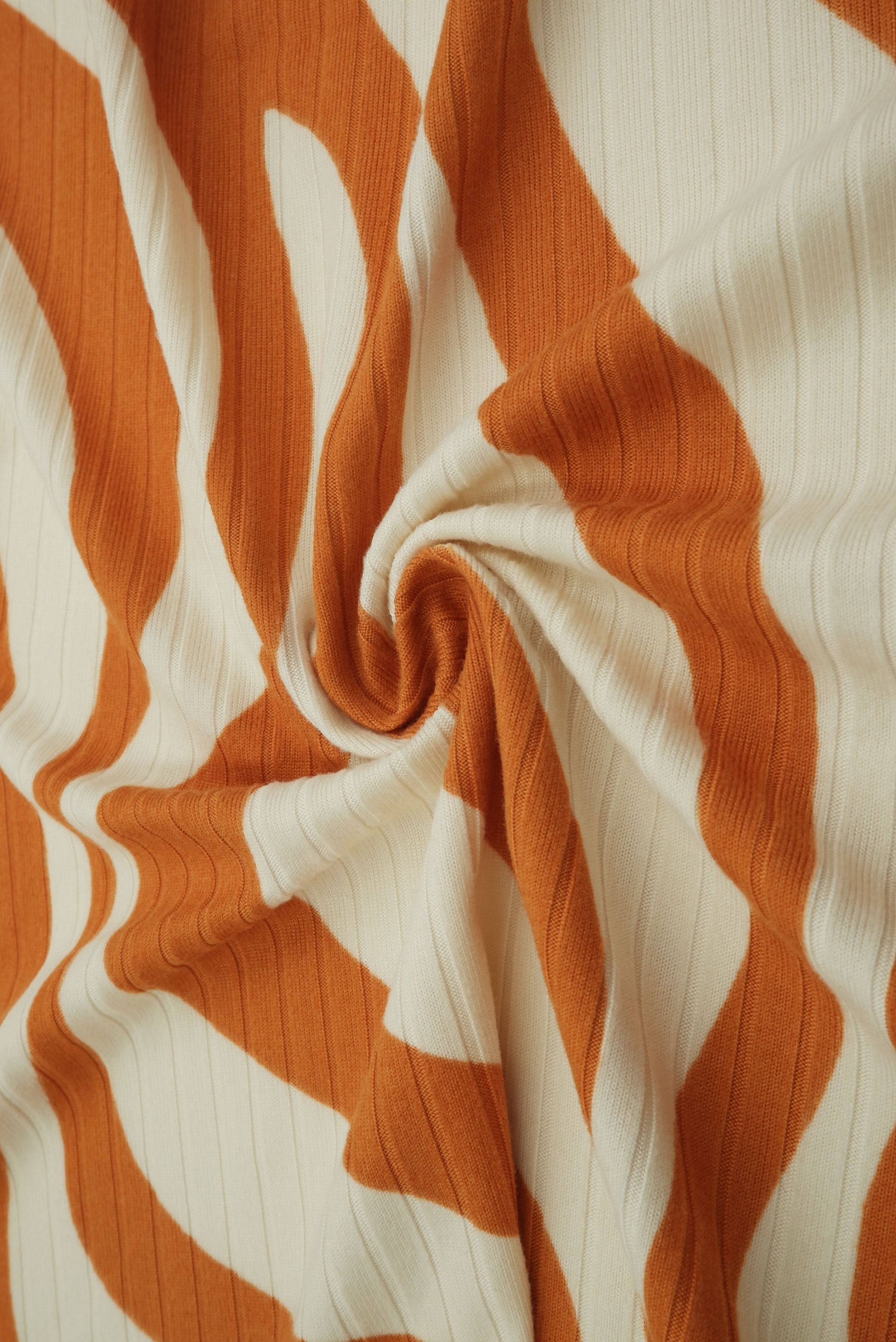 Abstract Zebra Ribbed Knit Fabric - KNT4135-MS10129