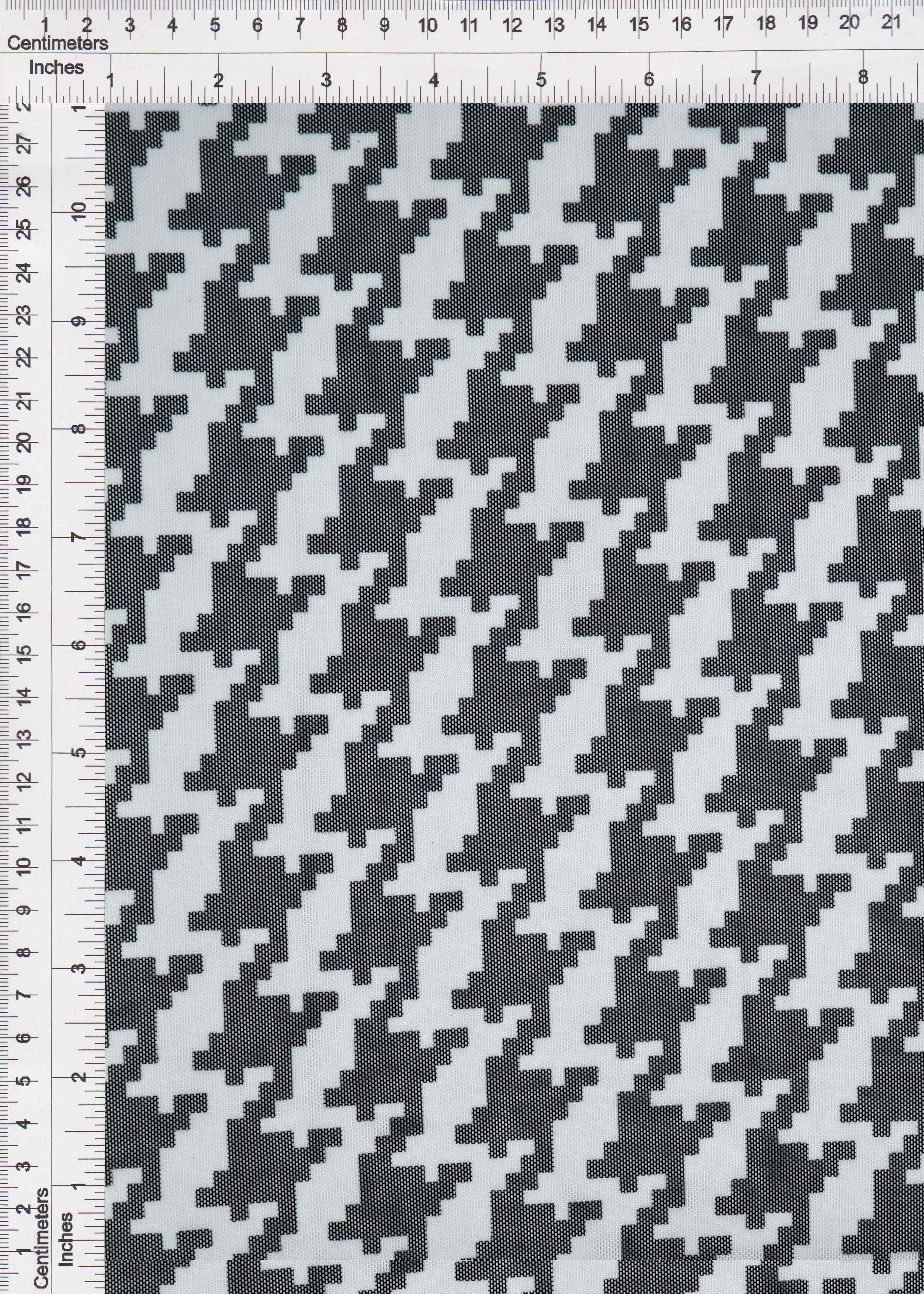 MESH-DU489 BLK/IVORY BLACK BLOUSE BODYSUIT CAMI FLOCKING HOUNDSTOOTH IVORY LOUNGEWEAR MESH POLYESTER PRINT SPANDEX STRETCH TOPS TUNICS