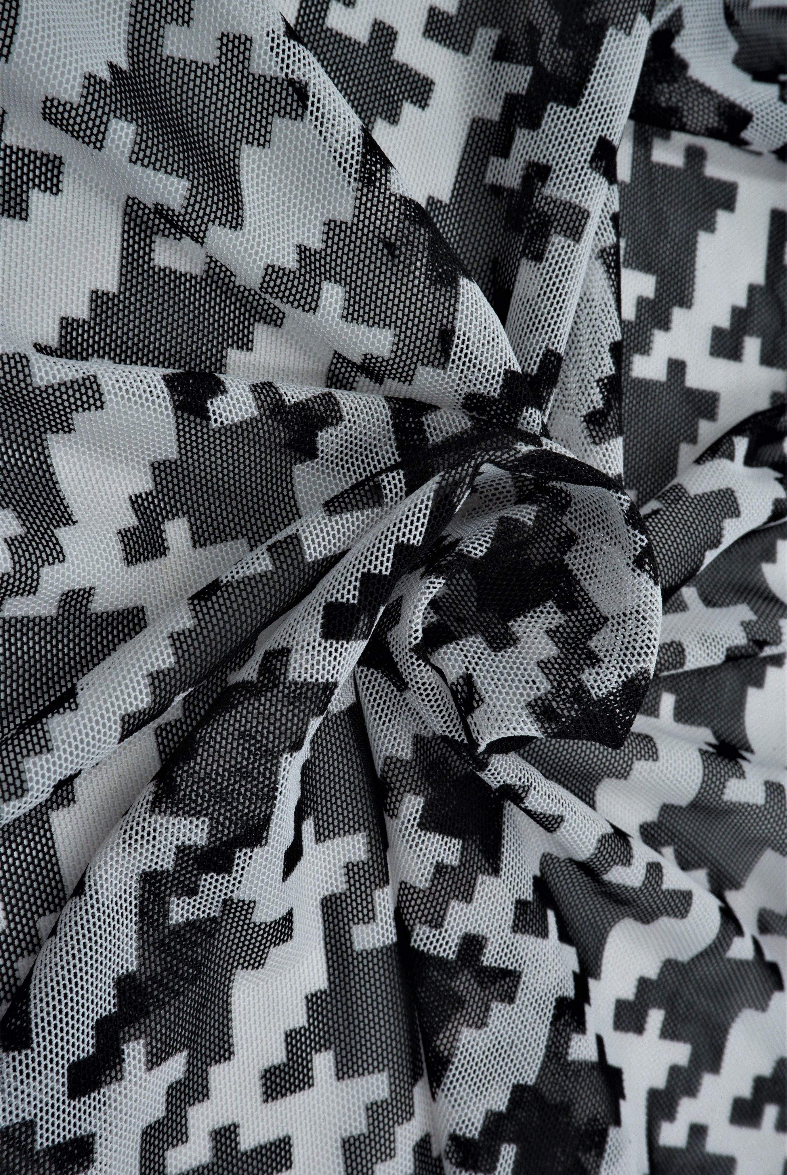 Mesh Flocking Stretch Fabric - MESH-DU489