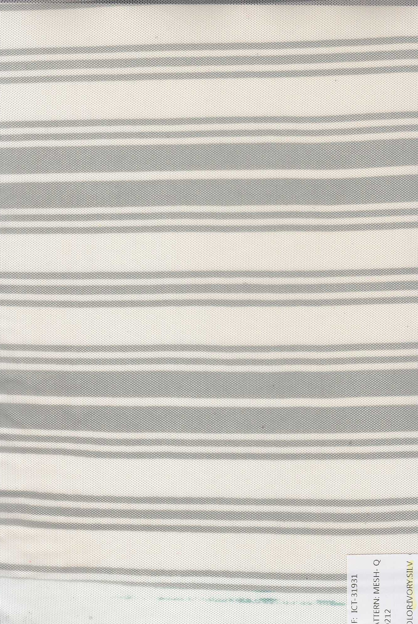 MESH-Q20212 IVORY/SILVER BLOUSE BODYSUIT CAMI FLOCKING HORIZONTAL STRIPE LOUNGEWEAR MESH POLYESTER PRINT SPANDEX STRETCH TOPS TUNICS