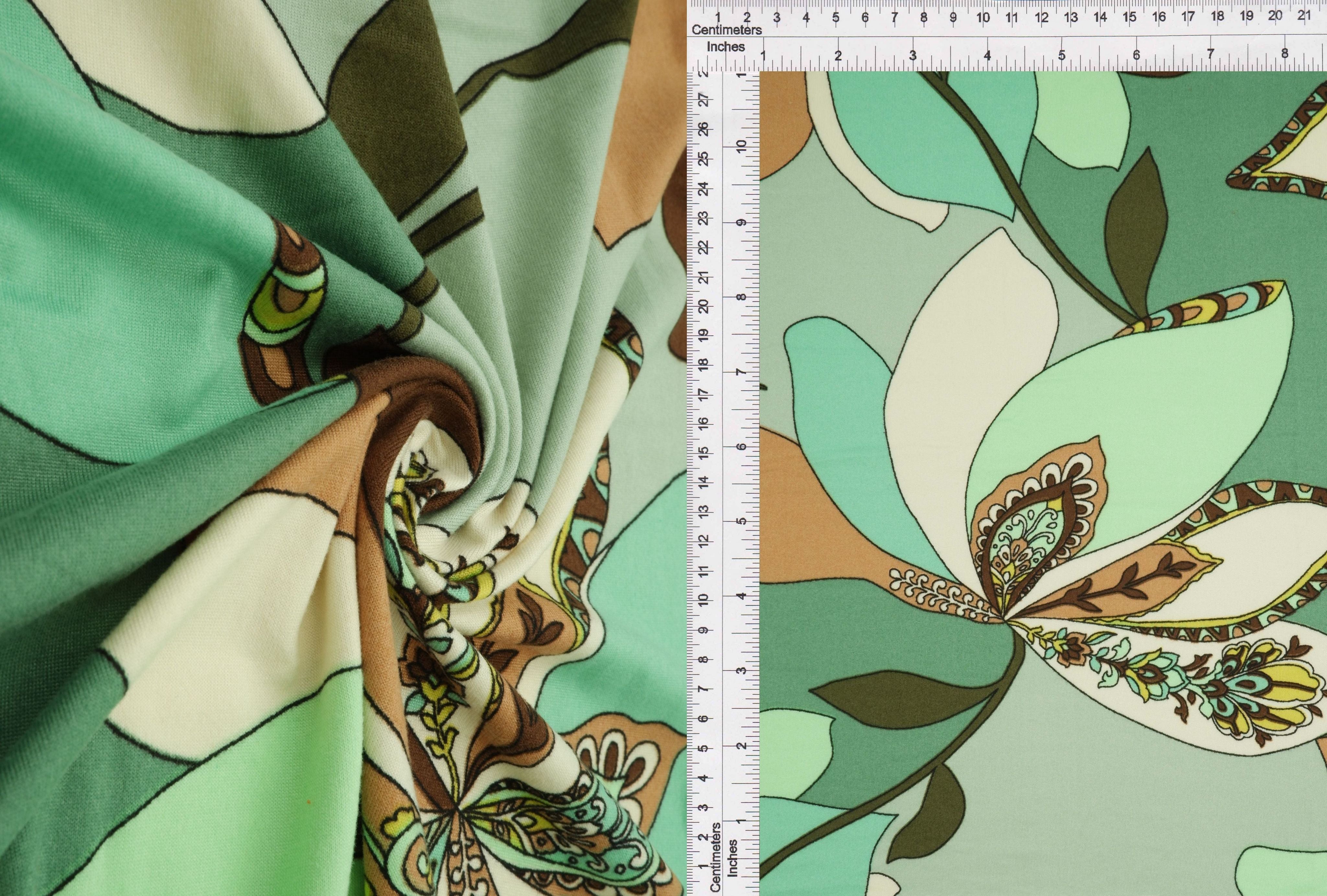 KNT2100-Q81108 SAGE/MINT BIKER SHORTS BLOUSE BODYSUIT BOTTOMS CAMI DRESS DTY BRUSHED FLORAL FLOWER KNIT POLYESTER PRINT SPANDEX STRETCH