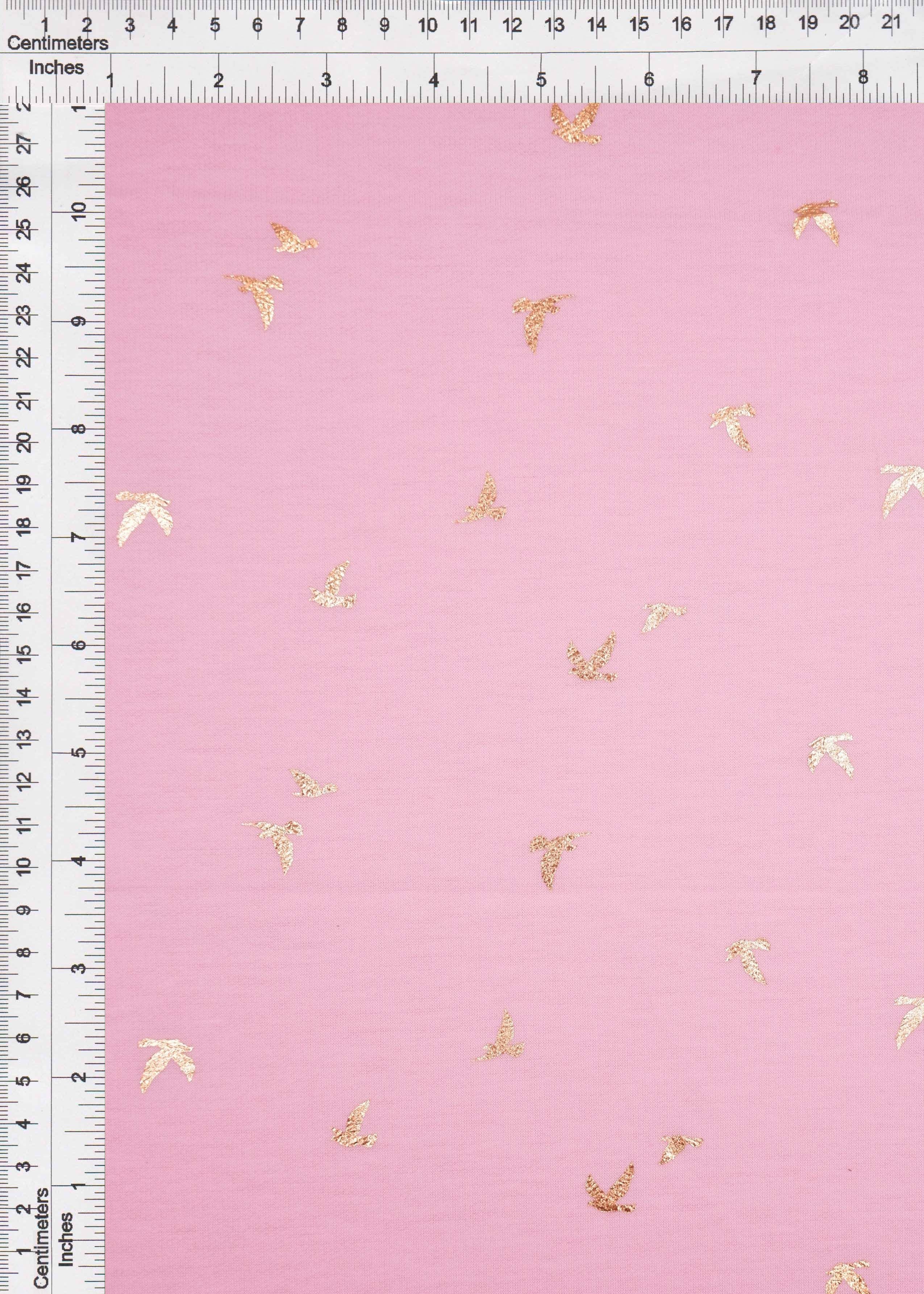 KNT3865-MS10121 PINK LT/GOLD FOIL BIRD BODYSUIT BOTTOMS CAMI DRESS FOIL FRENCH TERRY KNIT LOUNGEWEAR PANTS POLYESTER PRINT RAYON SKIRTS SPANDEX STRETCH SWEATER TOPS TUNICS