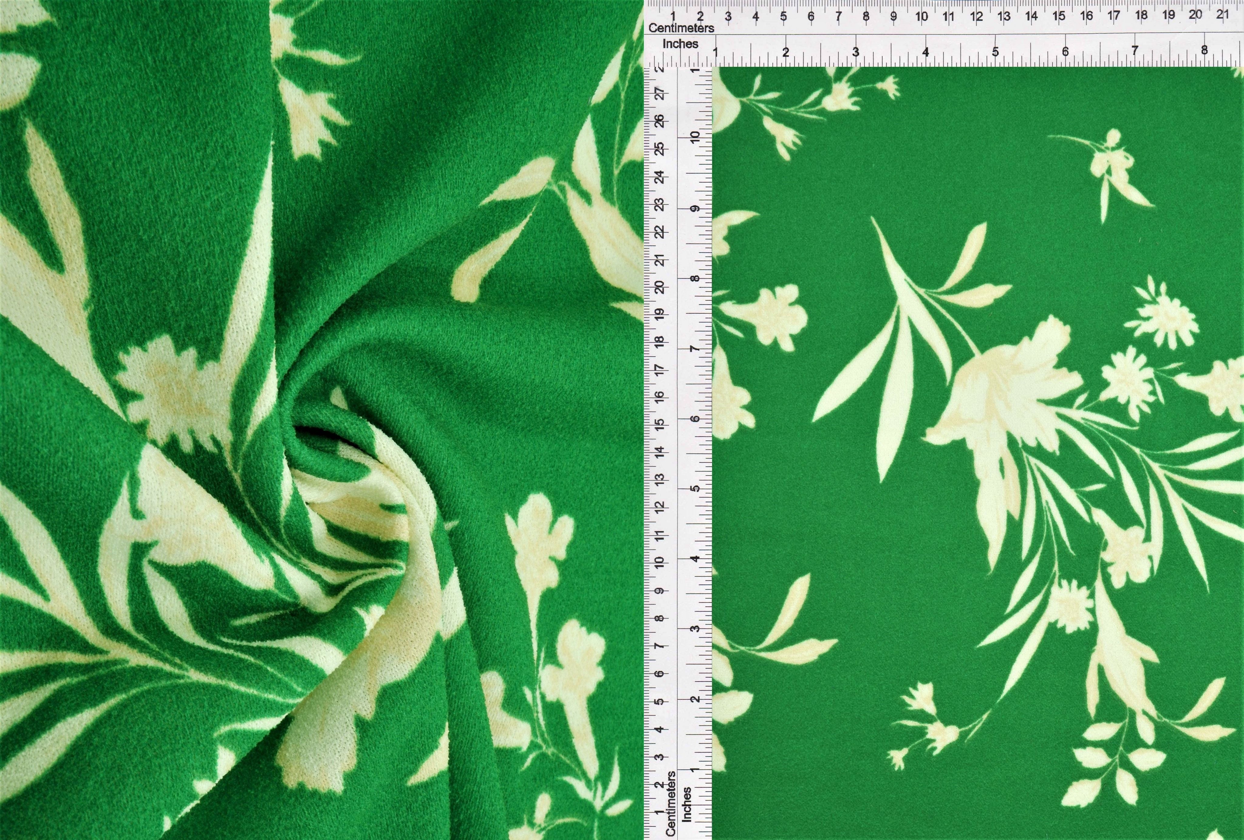 KNT3971-MS11058 GREEN FLOWER BLOUSE BODYSUIT BOTTOMS CAMI DRESS FLORAL GREEN KNIT PANTS POLYESTER PRINT SKIRTS SPANDEX STRETCH TOPS