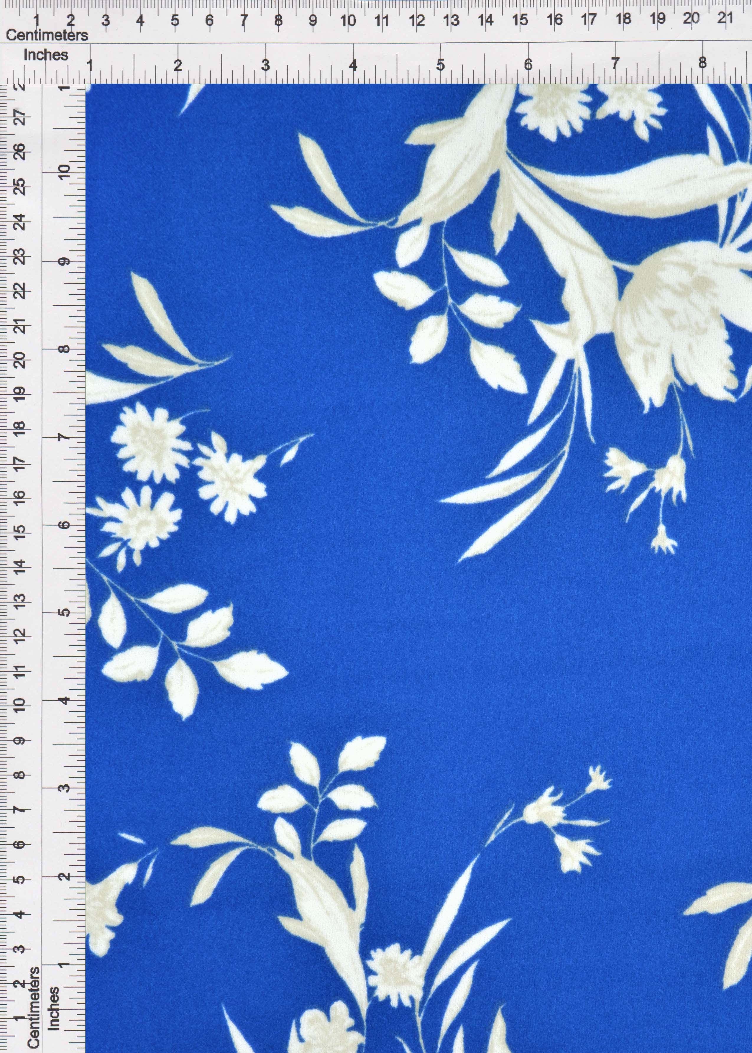 KNT3971-MS11058 ROYAL FLOWER BLOUSE BLUE BODYSUIT BOTTOMS CAMI DRESS FLORAL KNIT PANTS POLYESTER PRINT SKIRTS SPANDEX STRETCH TOPS