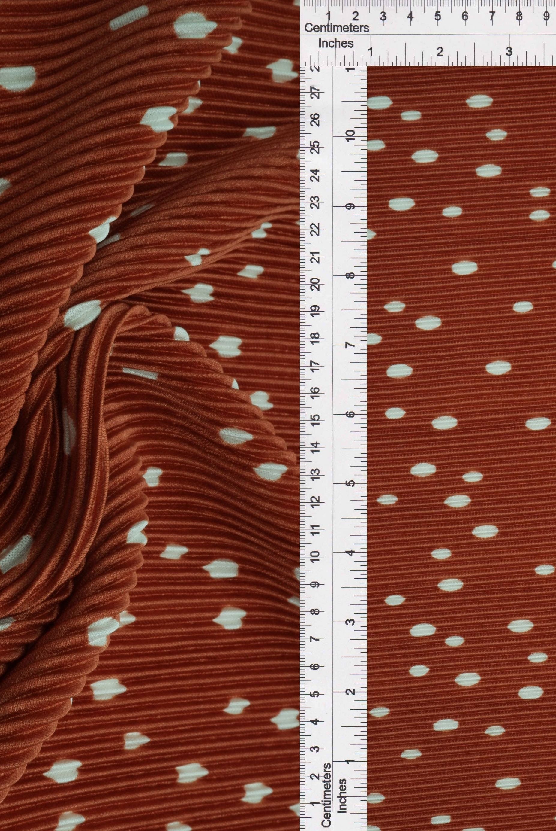 Pleated Polka Dot Bodre Interlock Fabric - KNT3696-MS11095