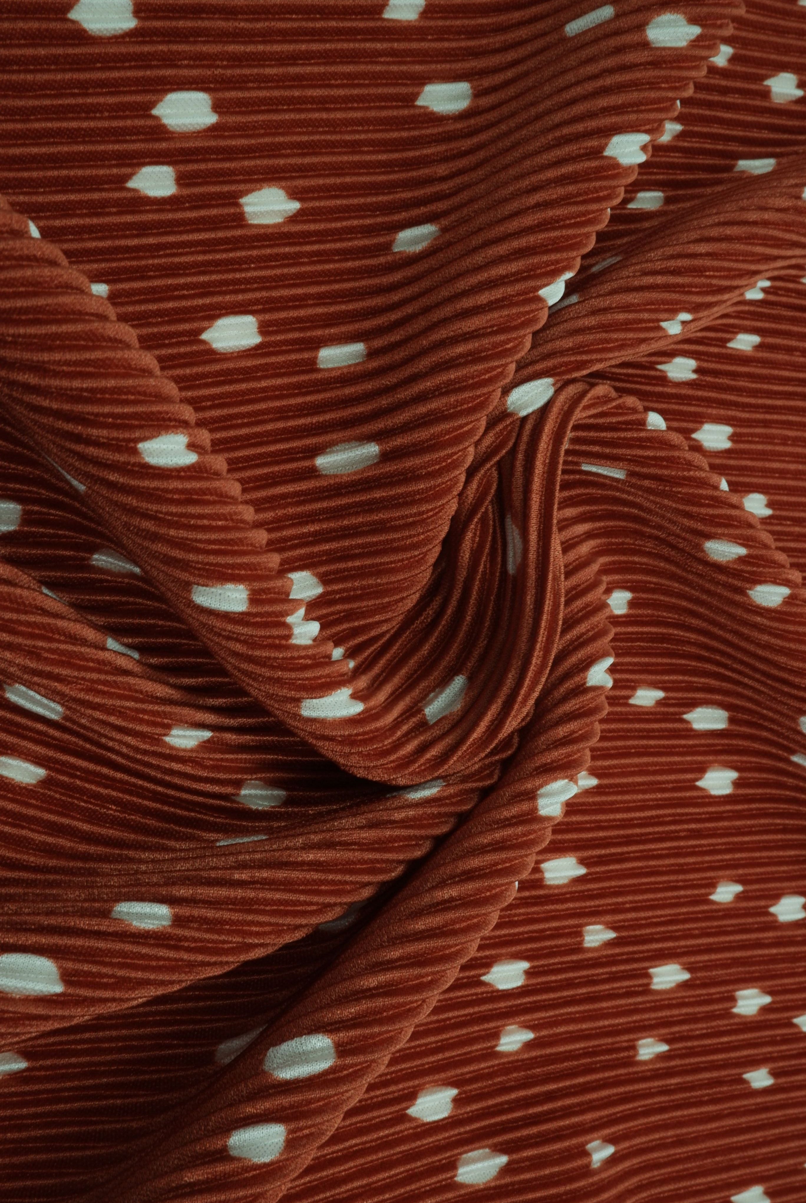 Pleated Polka Dot Bodre Interlock Fabric - KNT3696-MS11095