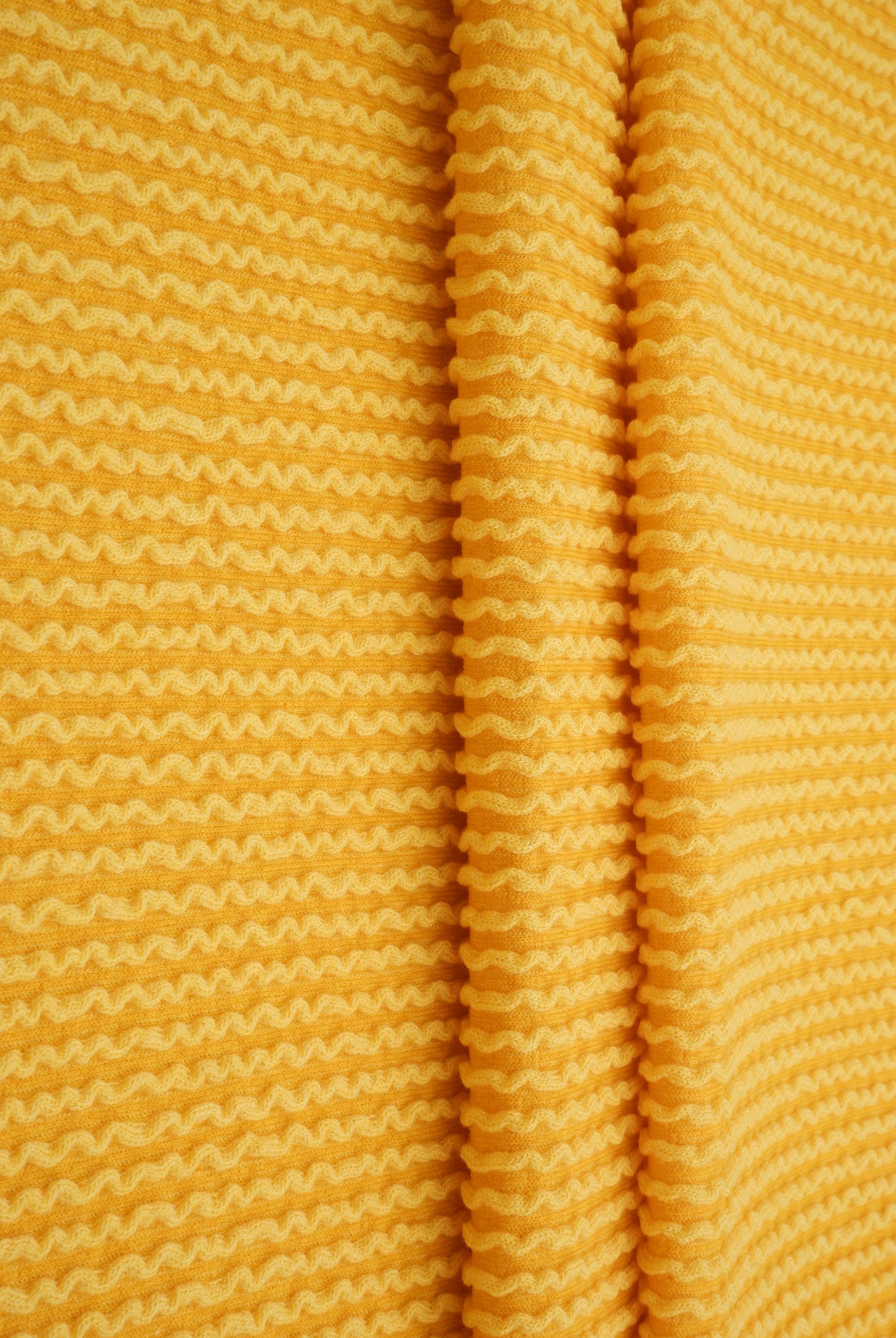 KNT4463 YELLOW BODYSUIT BOTTOMS CAMI DOUBLE KNIT DRESS JACQUARD LOUNGEWEAR MUSTARD NO-PRINT PANTS POLYESTER RAYON RIB SOLID SPANDEX STRETCH SWEATER T-SHIRT URBAN YELLOW