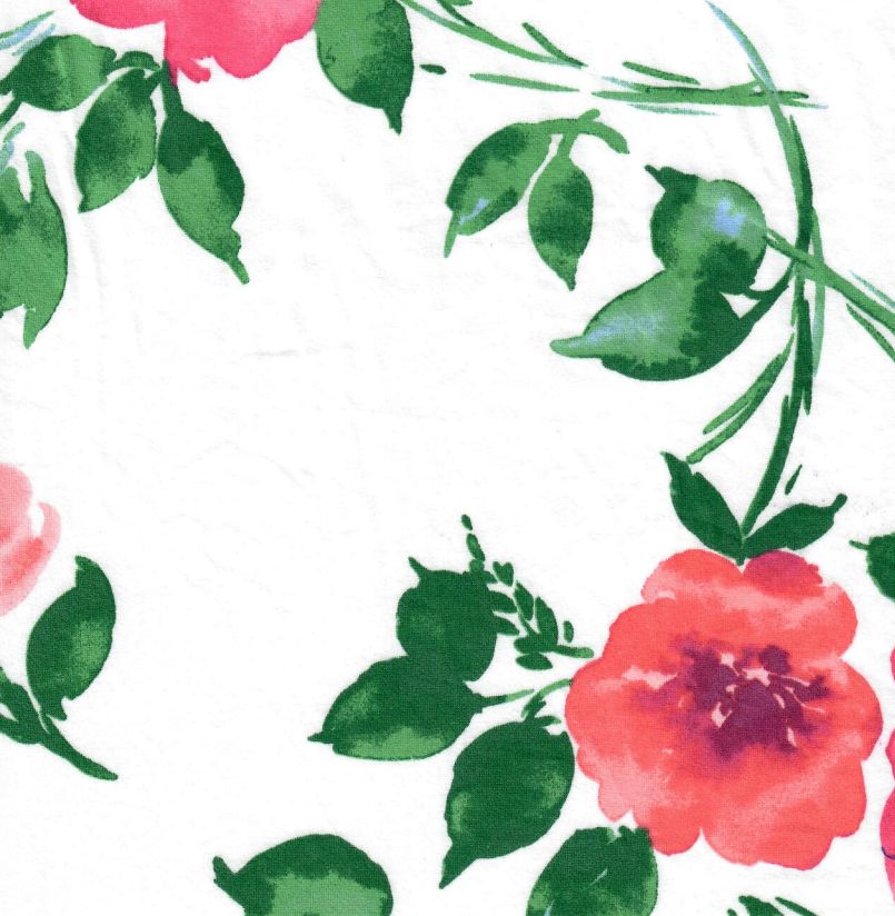 KNT2100-Q10111 IVORY/FUCHSIA BIKER SHORTS BLOUSE BOTTOMS DTY BRUSHED FLORAL IVORY KNIT POLYESTER PRINT SPANDEX STRETCH TOPS