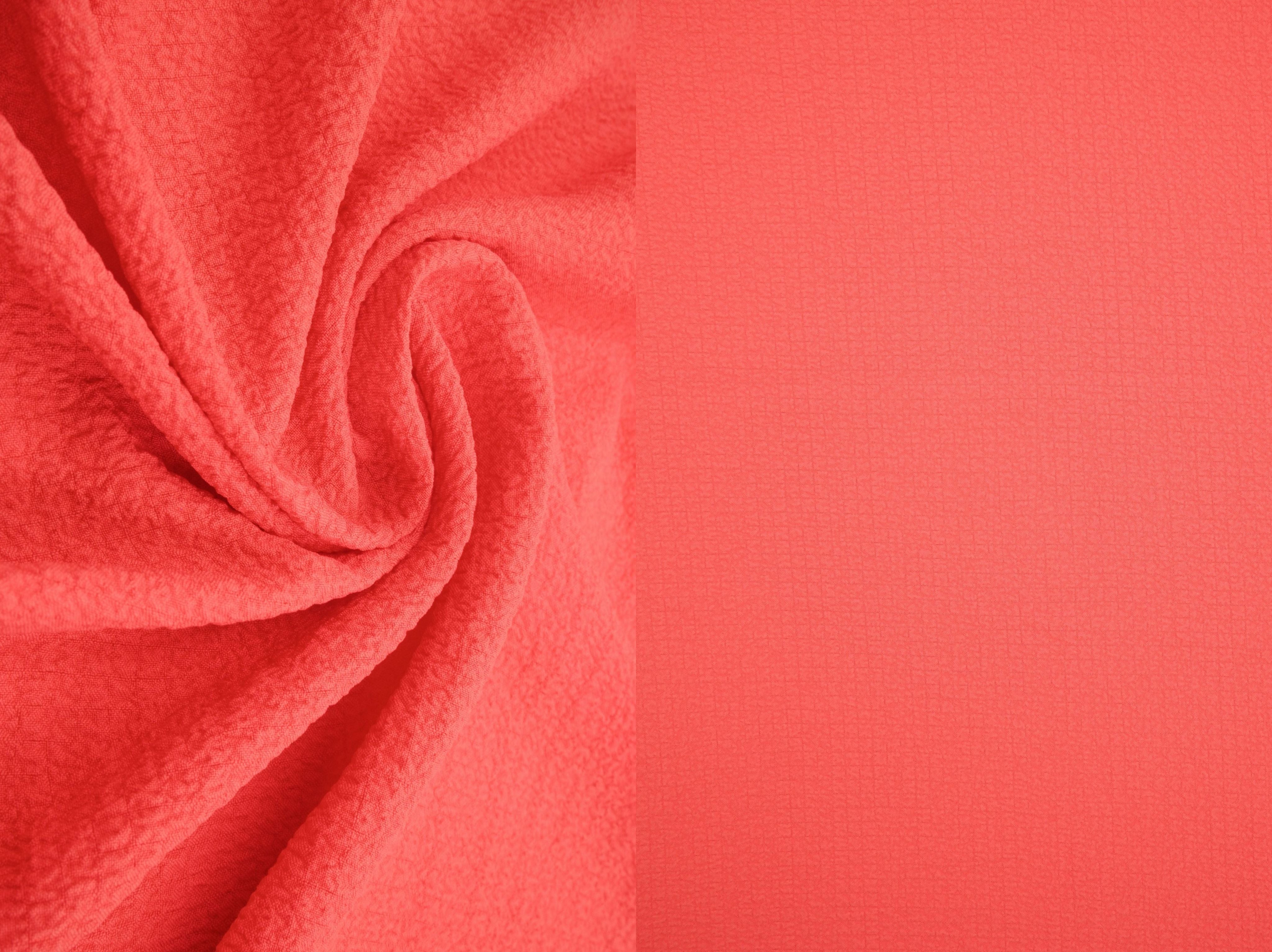 POP4458 CORAL BRIGHT BLOUSE BODYSUIT BOTTOMS CAMI DRESS JACQUARD NO-PRINT NON STRETCH PANTS POLYESTER SKIRTS SOLID SPANDEX TOPS TUNICS WOVEN