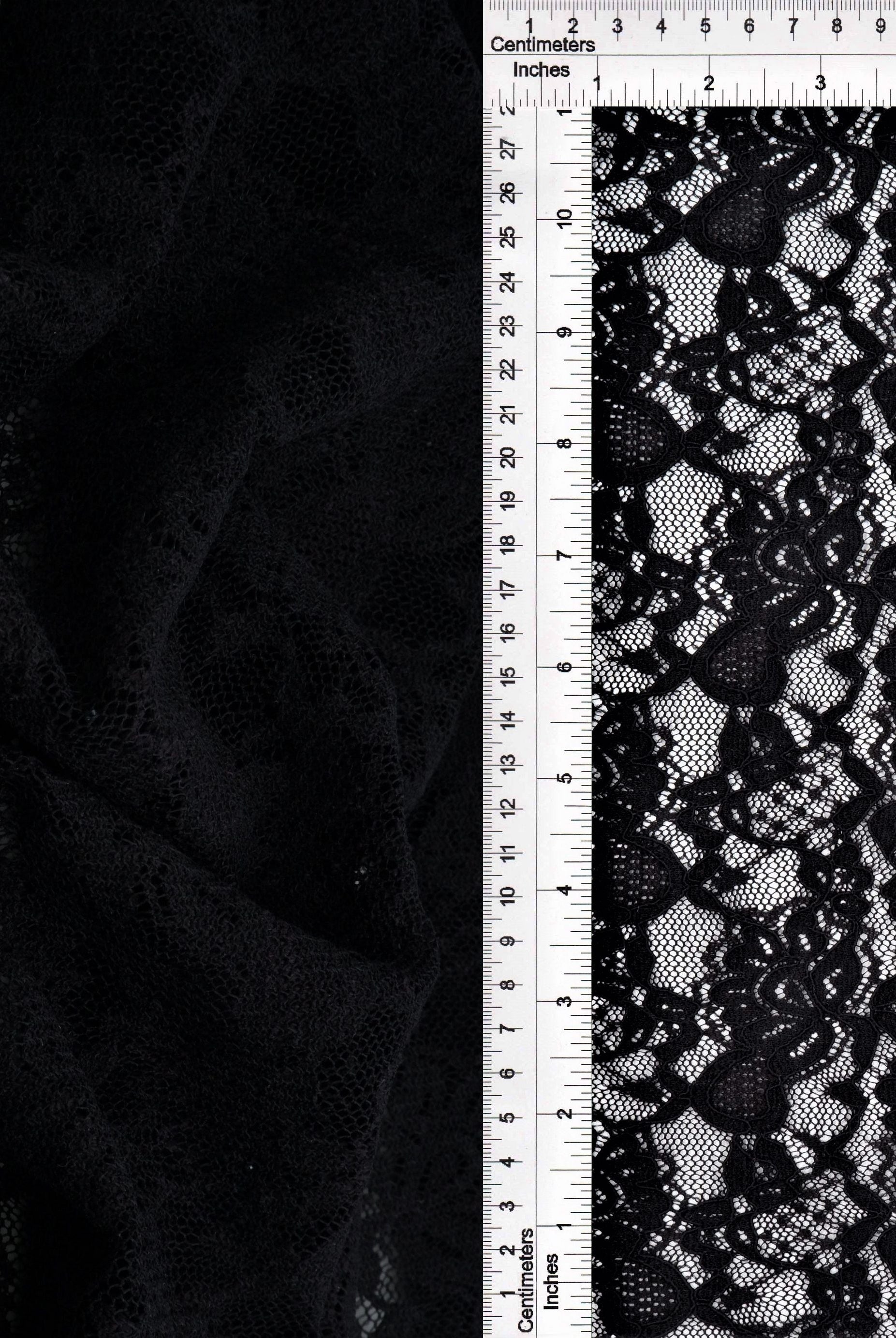 Floral Double Border Lace Fabric - LACE4478