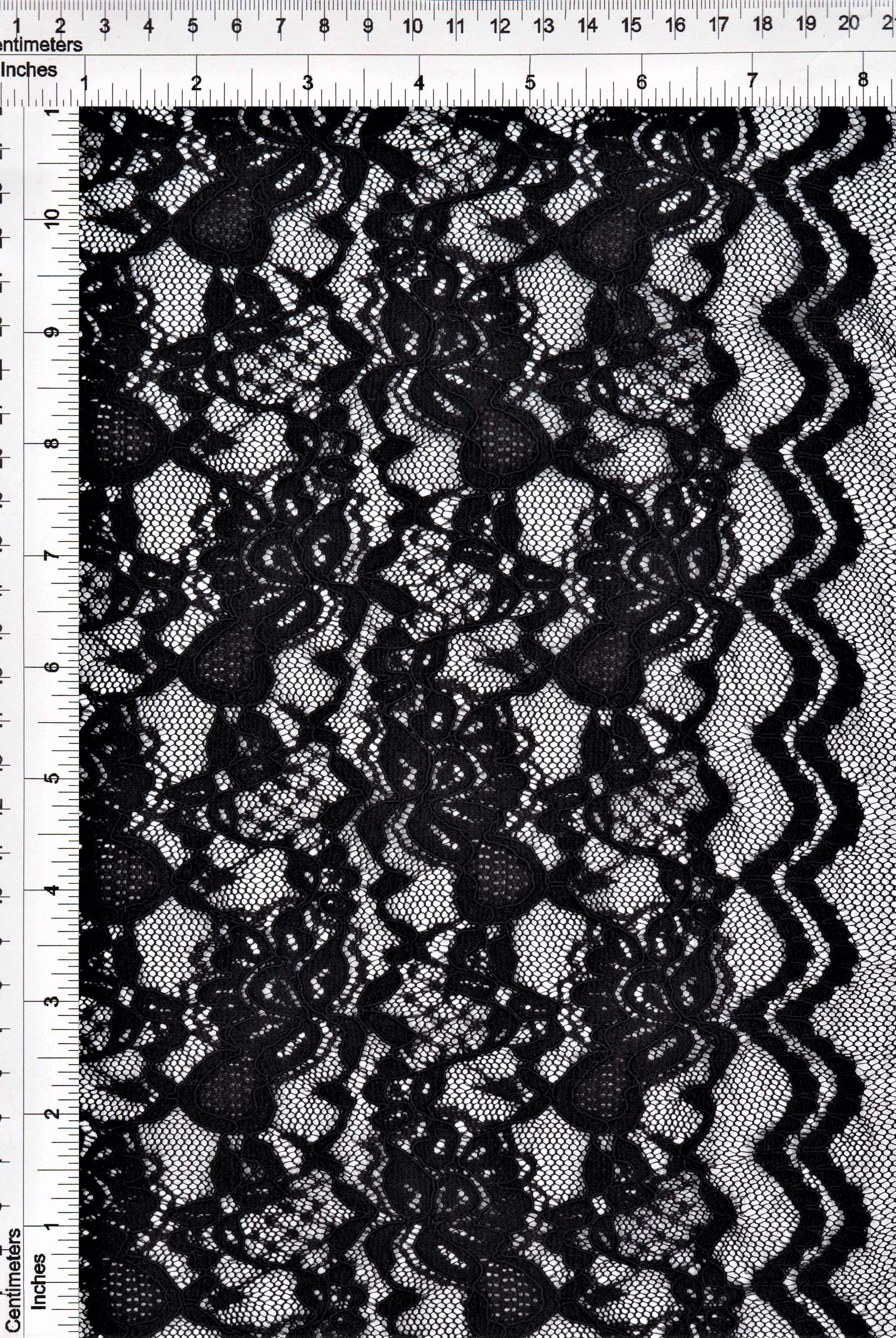 Floral Double Border Lace Fabric - LACE4478