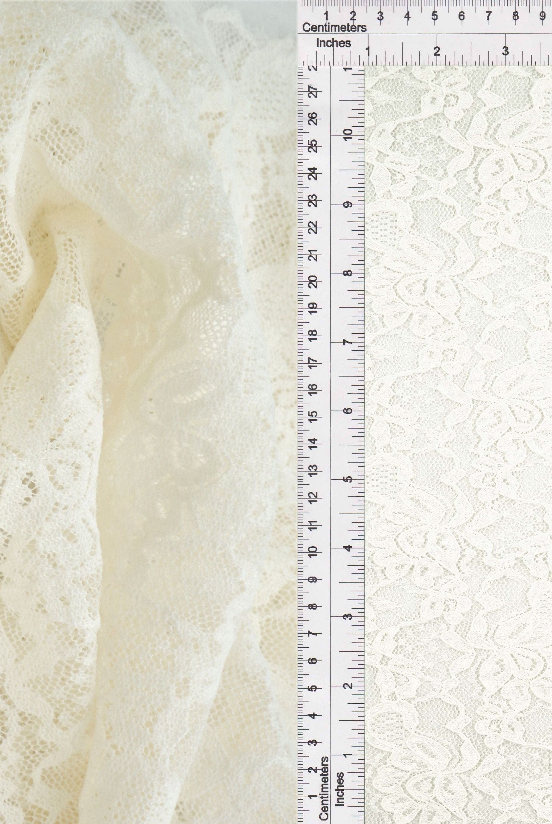 Floral Double Border Lace Fabric - LACE4478