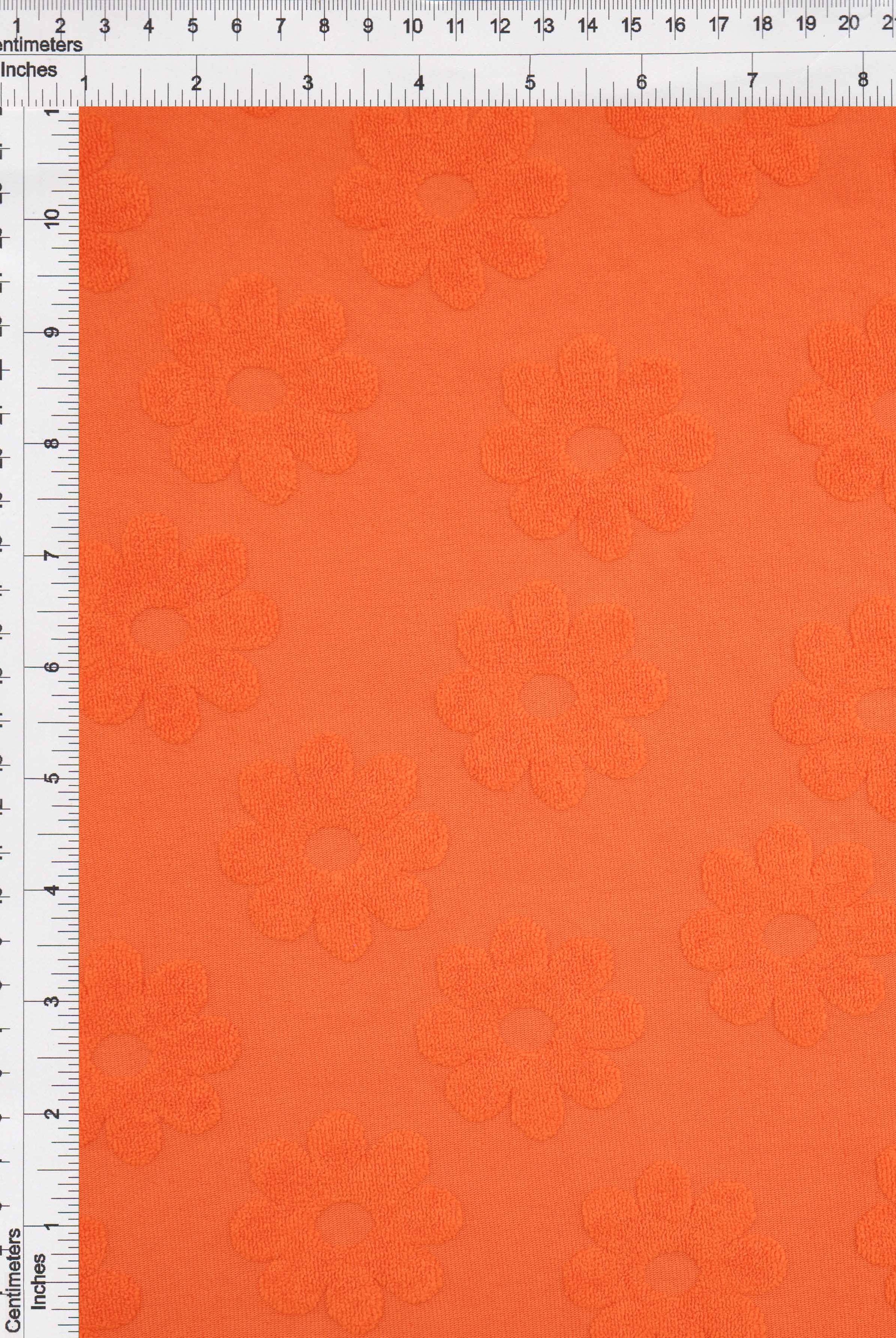 JACQ-4480 ORANGE BOTTOMS DAISY FLOWER DRESS GEOMETRIC JACQUARD KNIT LIVERPOOL ORANGE OUTERWEAR PANTS POLYESTER SKIRTS SOLID SPANDEX STRETCH SWEATER TOPS