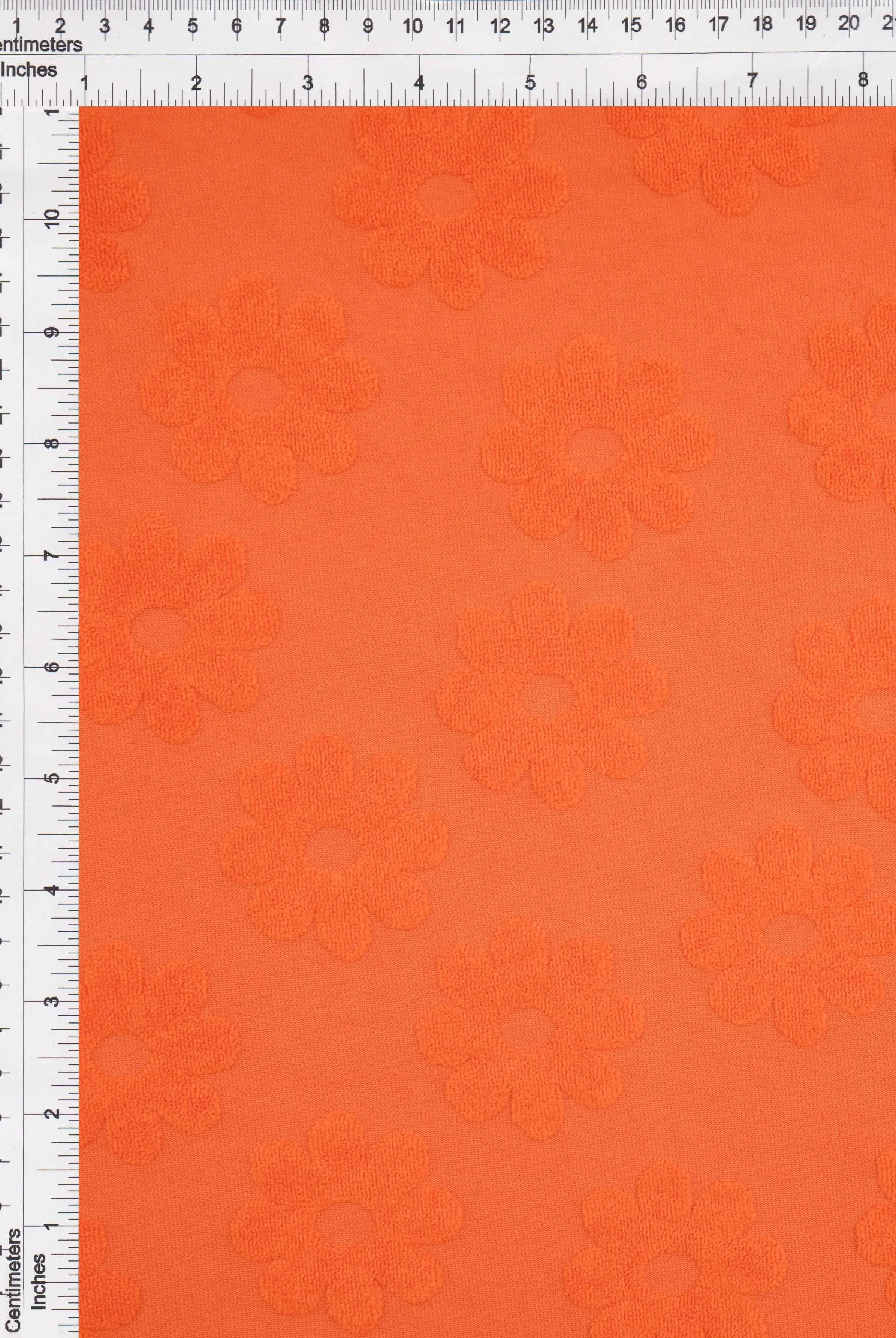 JACQ-4480 ORANGE BOTTOMS DAISY FLOWER DRESS GEOMETRIC JACQUARD KNIT LIVERPOOL ORANGE OUTERWEAR PANTS POLYESTER SKIRTS SOLID SPANDEX STRETCH SWEATER TOPS