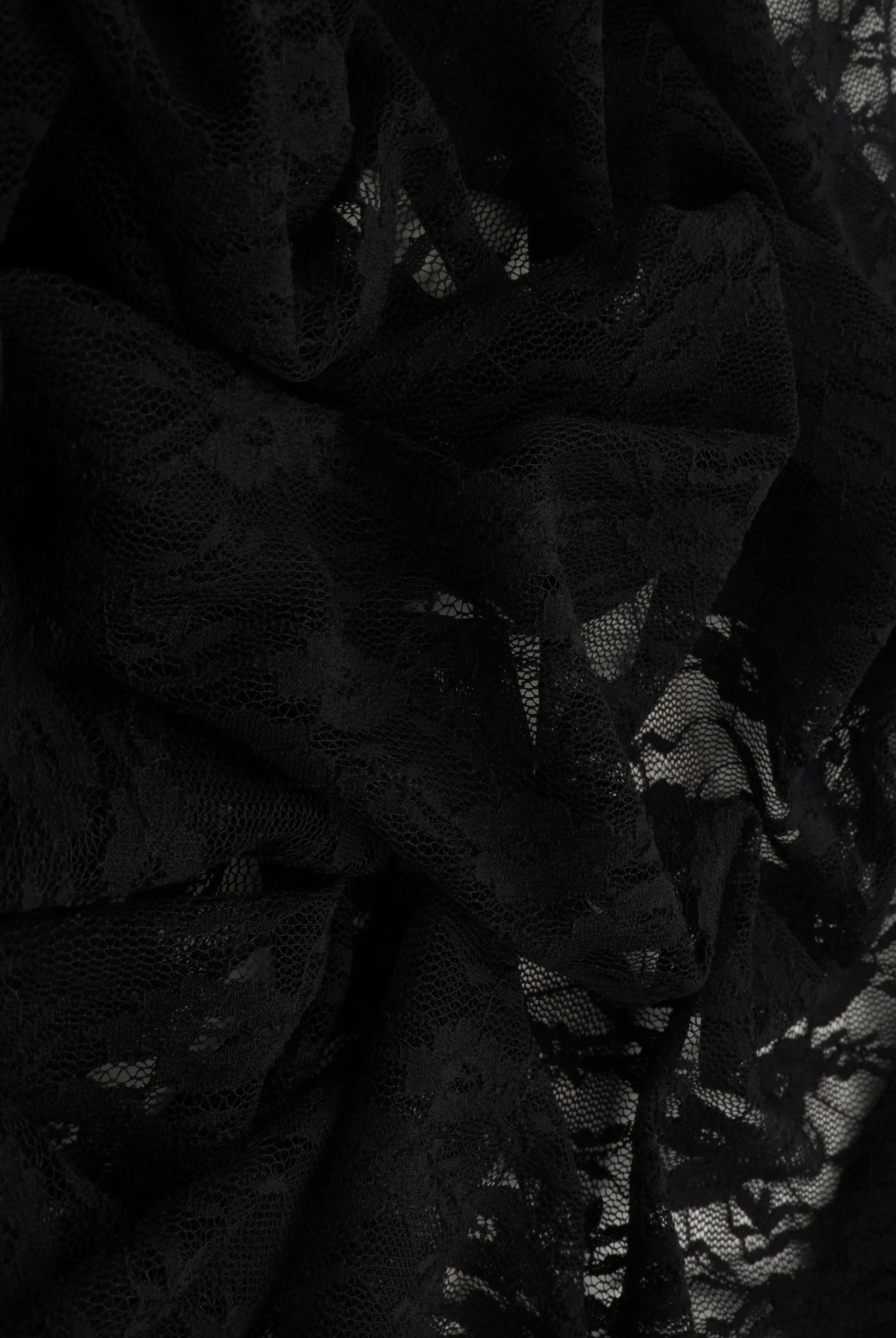 LACE-4481 BLACK BLACK BLOUSE BODYSUIT DRESS FLORAL LACE LOUNGEWEAR NO-PRINT NYLON SOLID SPANDEX T-SHIRT TOPS TUNICS WHITE