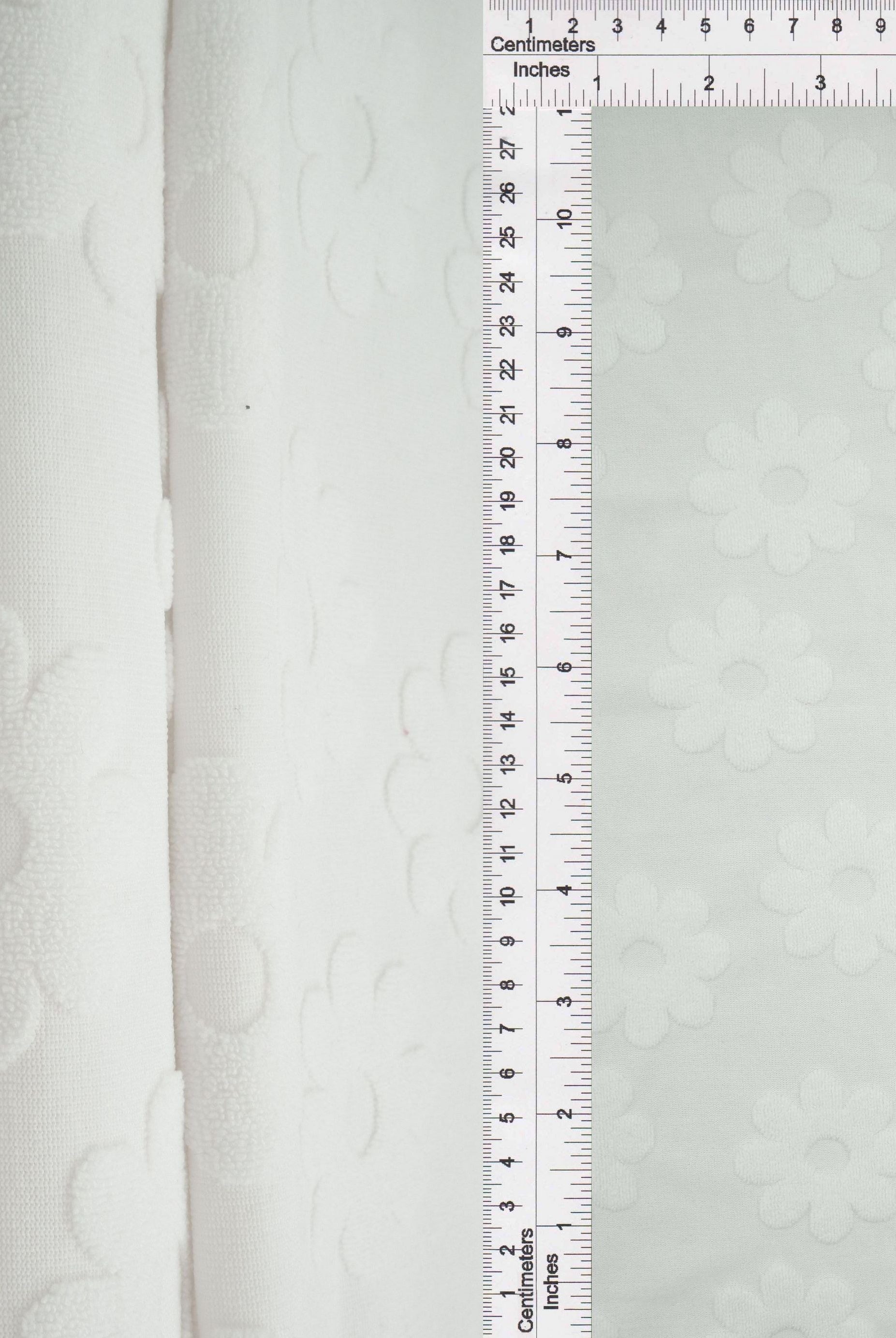 JACQ-4480 OPTIC WHITE BOTTOMS DAISY FLOWER DRESS GEOMETRIC JACQUARD KNIT LIVERPOOL OUTERWEAR PANTS POLYESTER SKIRTS SOLID SPANDEX STRETCH SWEATER TOPS